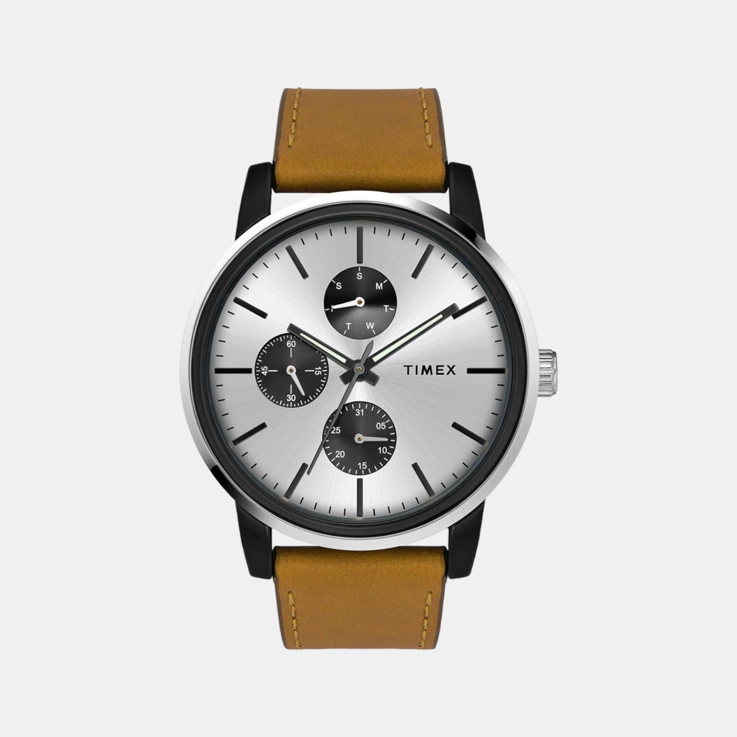 Timex Fashion Men Quartz Silver Dial Chronograph Leather Watch TWEG18901