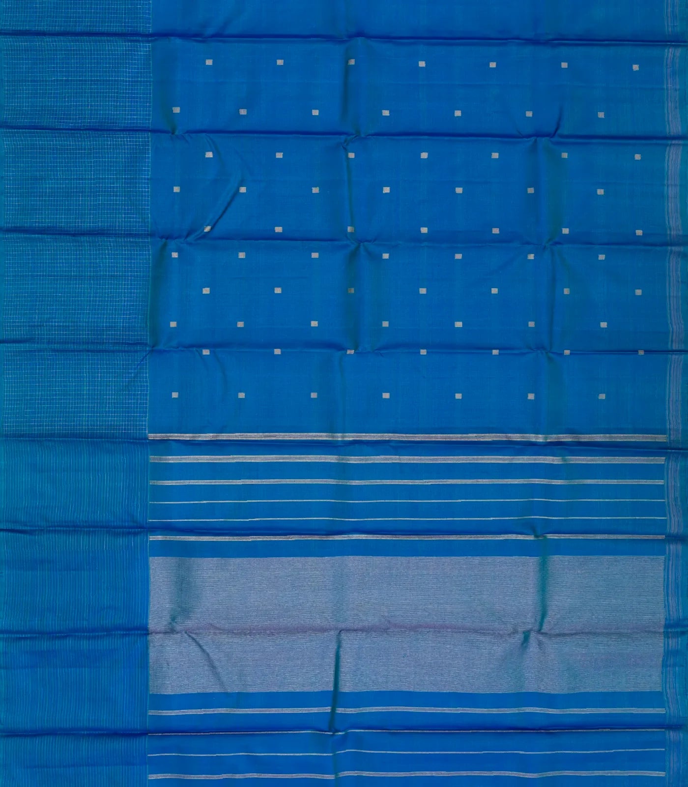 RmKV Blue Handloom Kanchipuram Silk Saree With Square Buttas - view 2