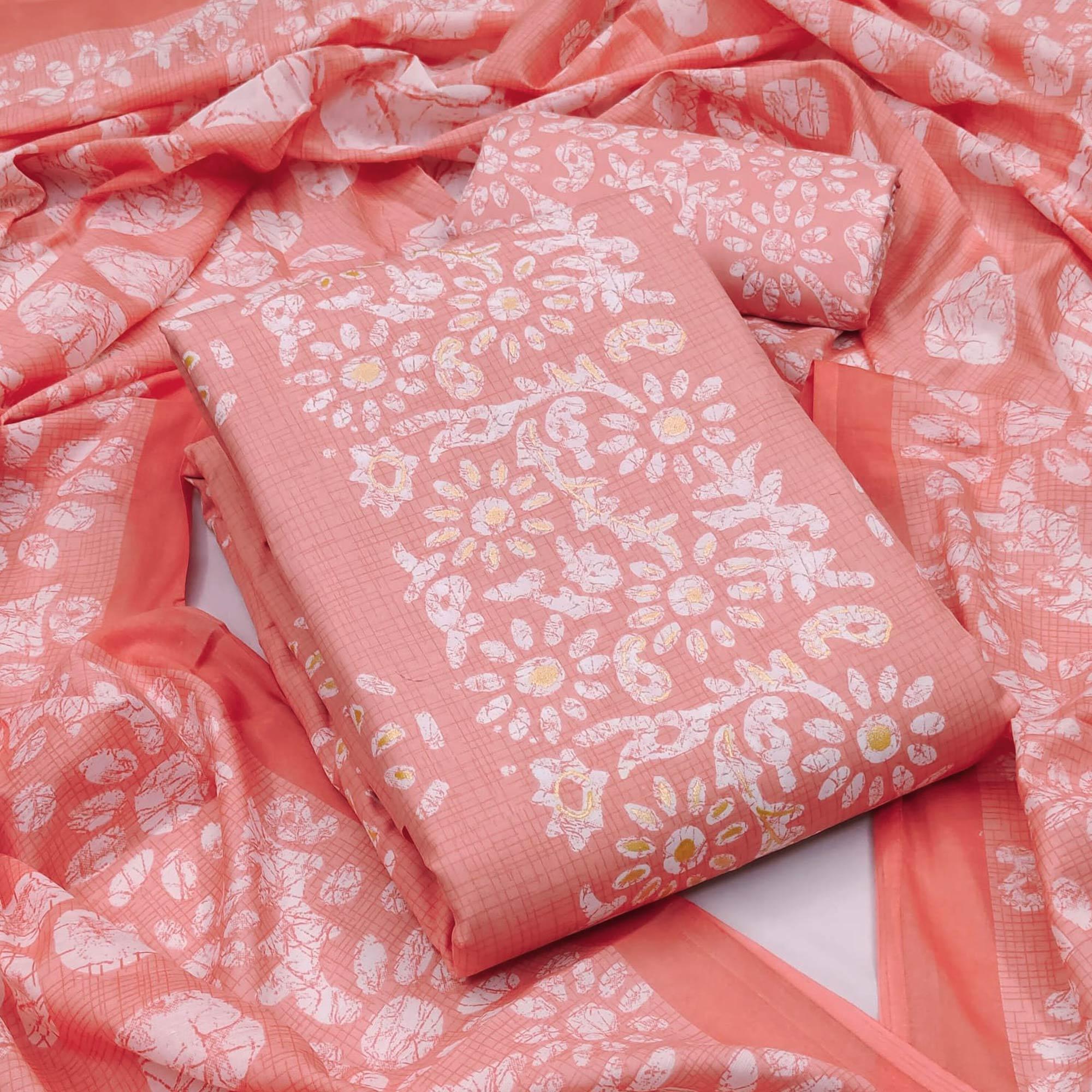 Peachmode Gajari Printed Cotton Blend Dress Material