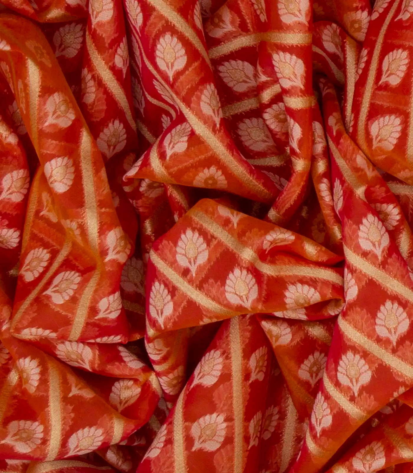 RmKV Dark Peach Blended Banarasi Cotton Saree With Floral Motifs-Dark Peach - view 3