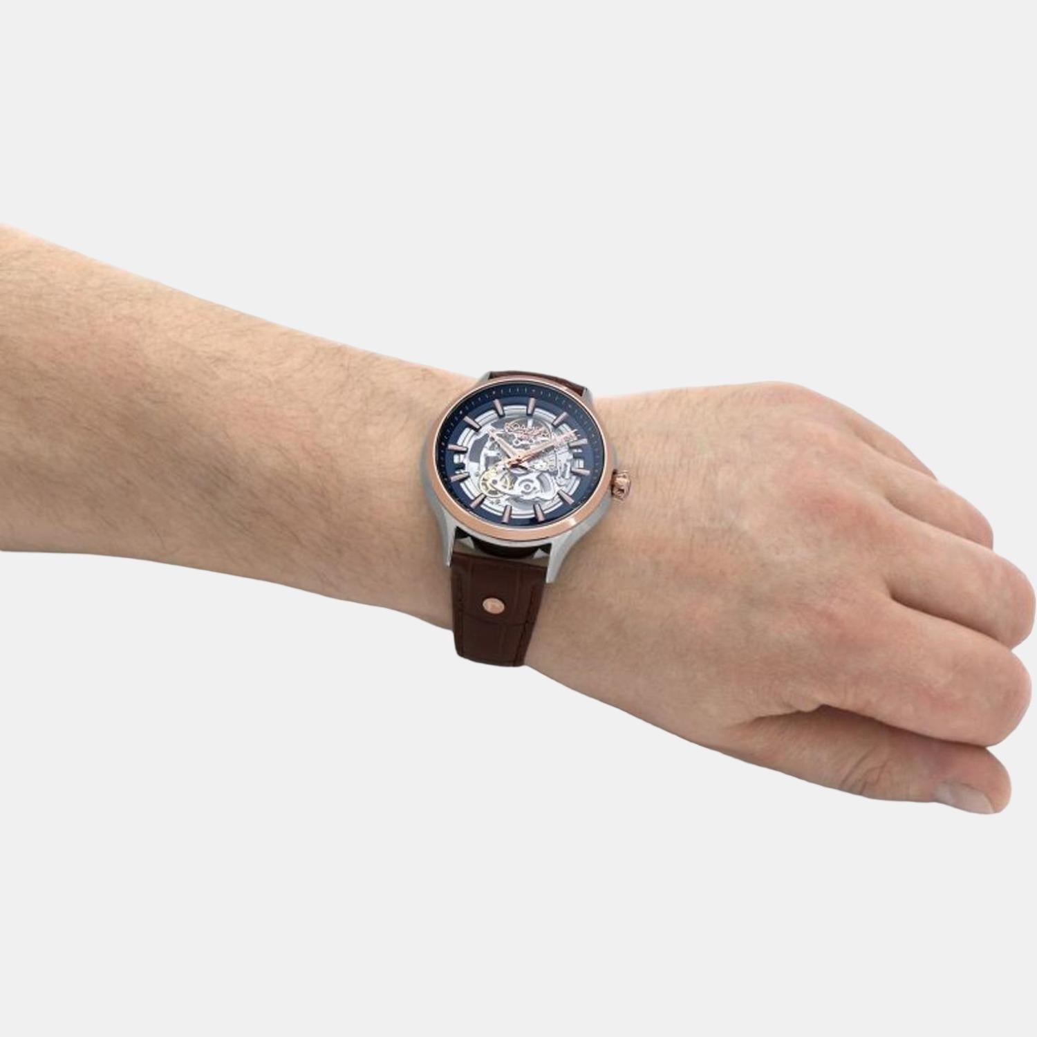 Roamer Competence Skeleton Men Automatic Blue Dial Analog Leather Watch 101663 49 45 05N - view 3