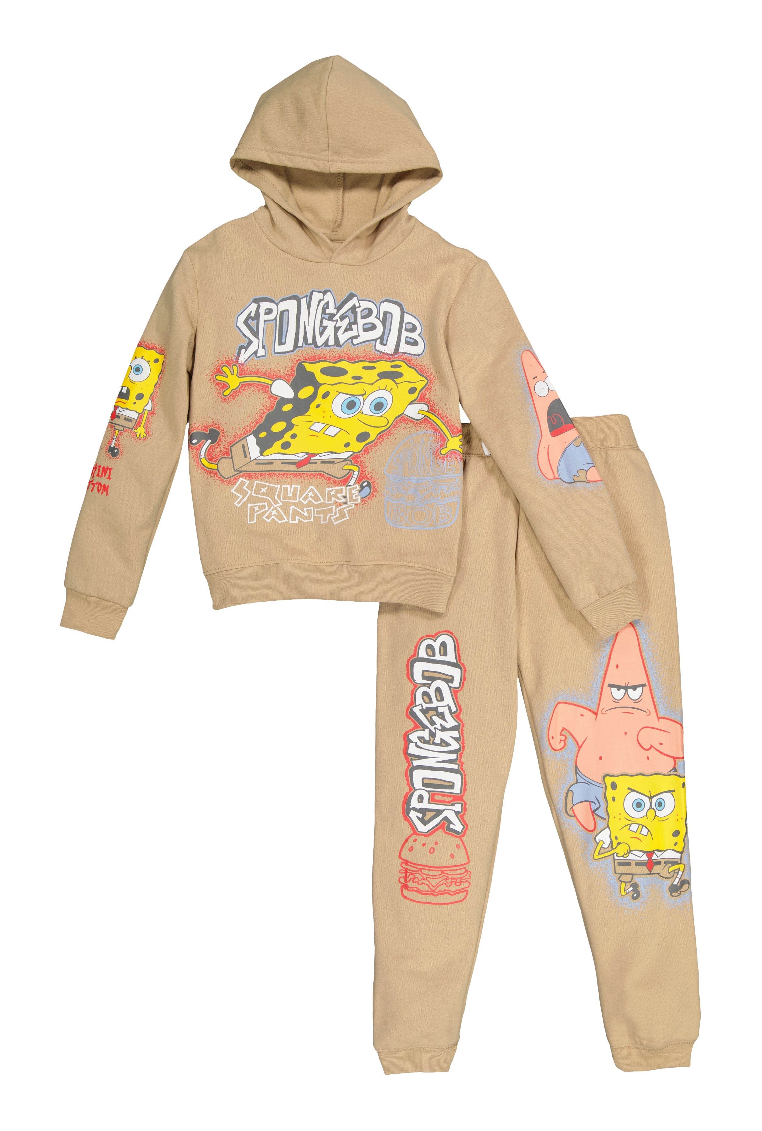 Rainbow Shops Boys SpongeBob Graphic Hoodie and Joggers