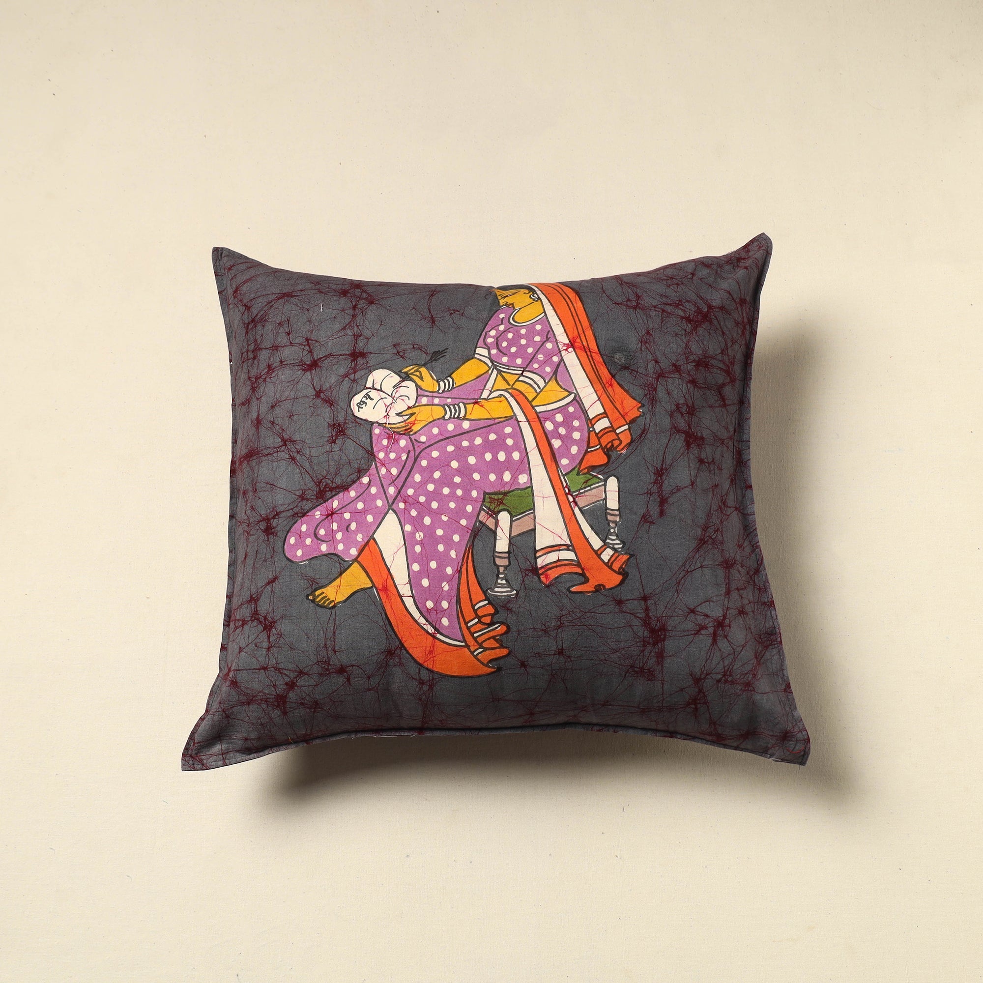 KACHCHH JI CHHAAP Pure Cotton Hand Batik Cushion Cover (18 x 18 in) 23
