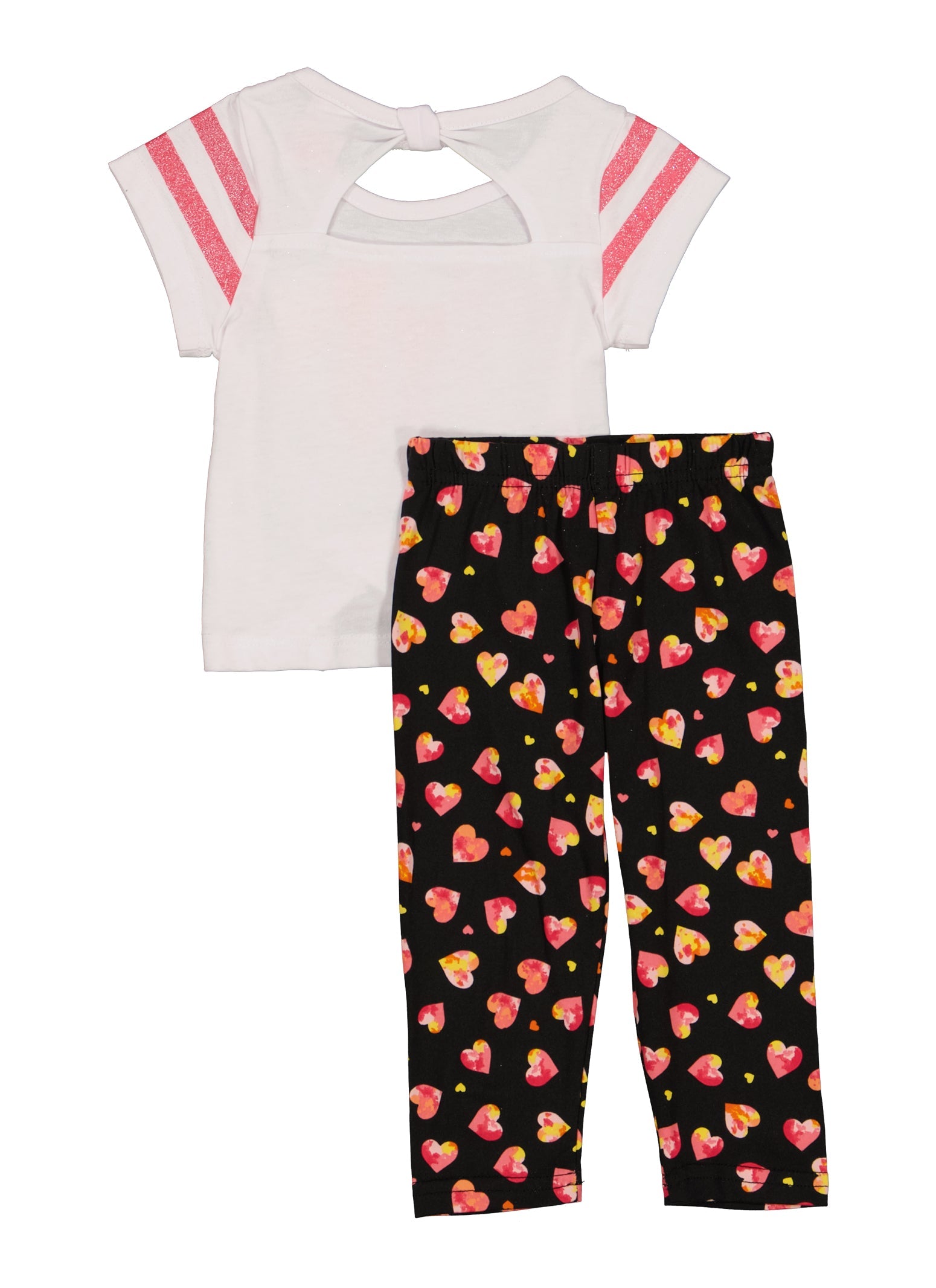 Rainbow Shops Baby Girls 12-24M Ruched Front Glitter Printed Tee and Leggings - view 2