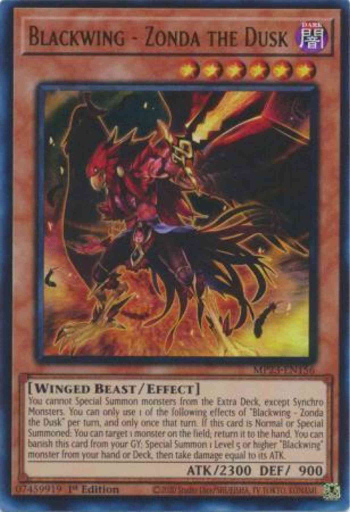 Yu-Gi-Oh! Blackwing - Zonda the Dusk - MP23-EN156 - Ultra Rare - 1st Edition