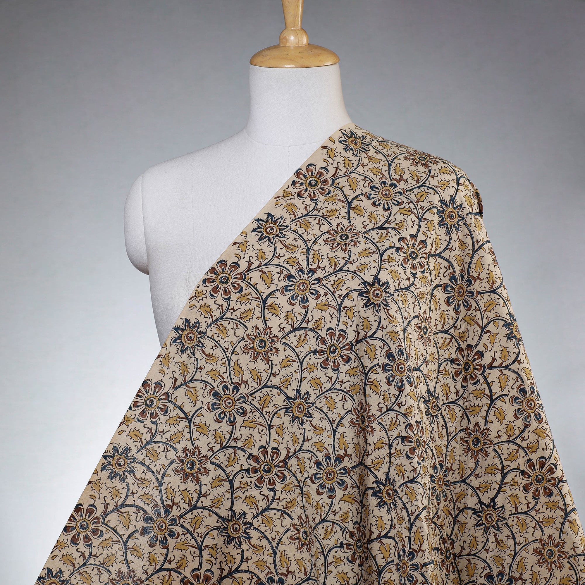 PITCHUKA SRINIVAS KALAMKARI PEDANA Beige - Pedana Kalamkari Block Printed Cotton Fabric