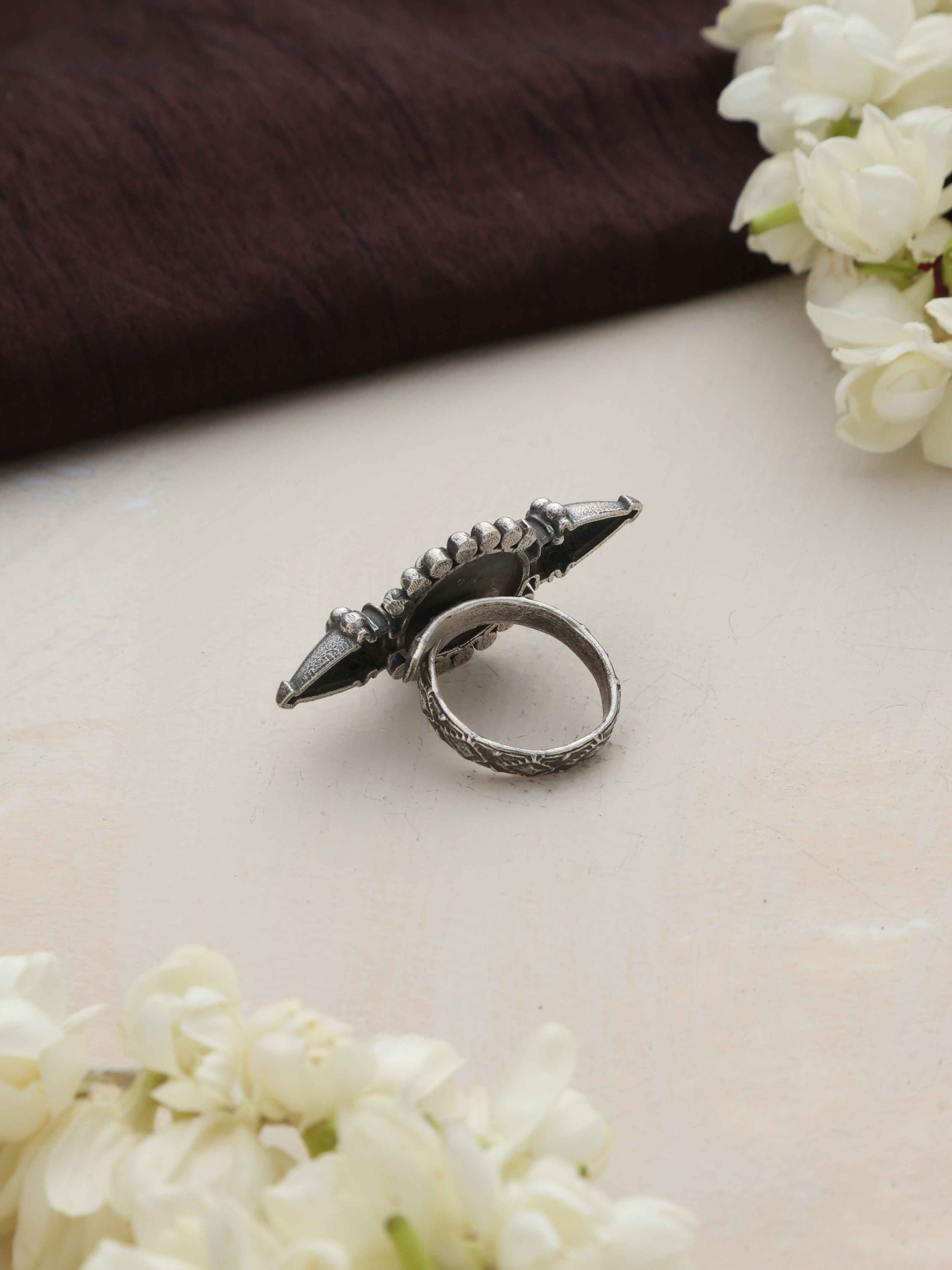 trueBrowns Silver Tone Ghungroo Ring - view 5
