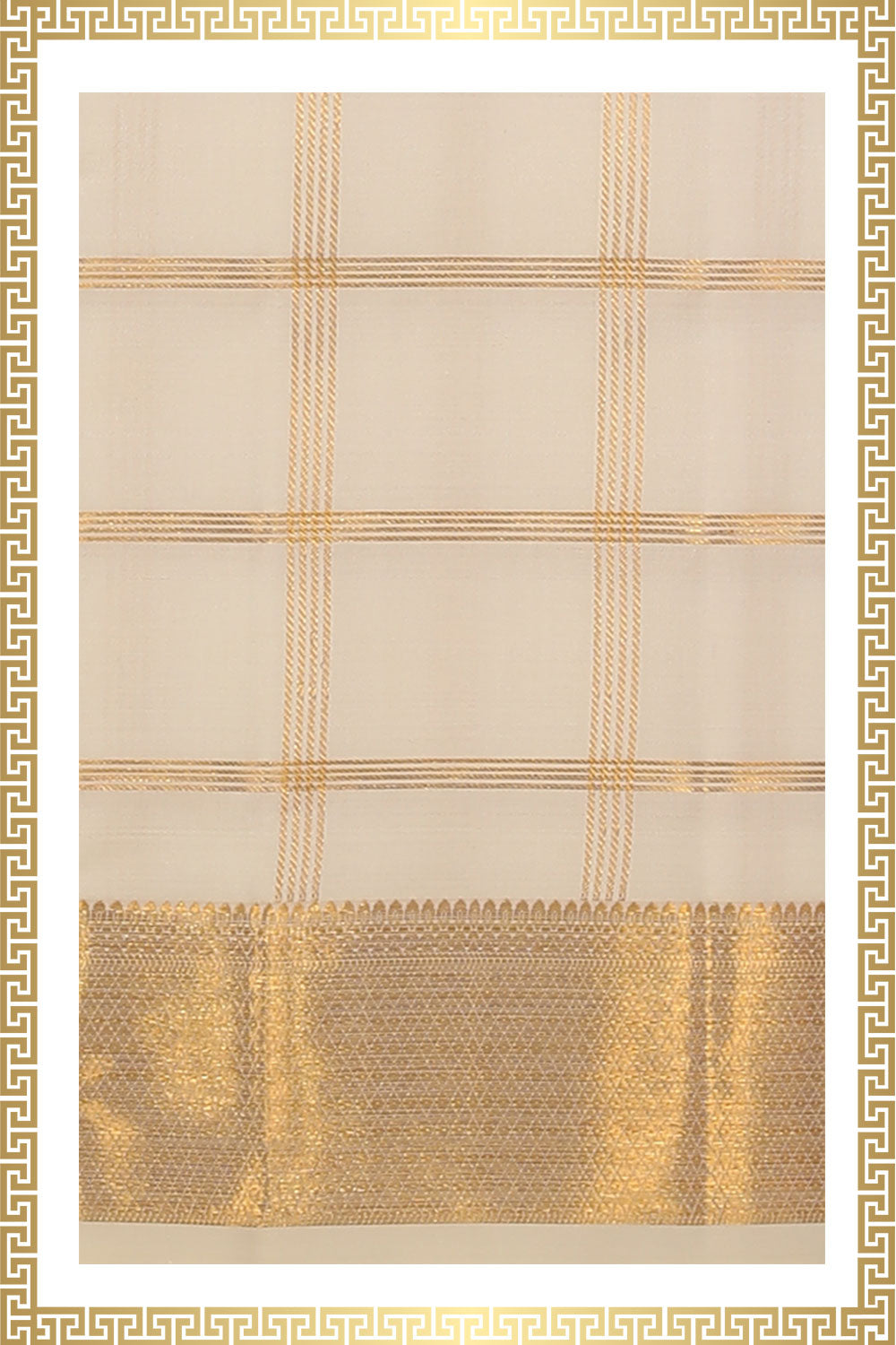 Kalanjali Kanchi Silk Cream Traditional Dhoti With Kanduva (8 X 4)