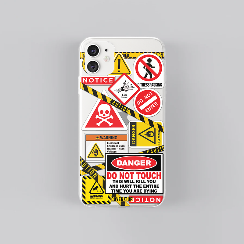 Design Phone Cases Caution Clear Silicone Case