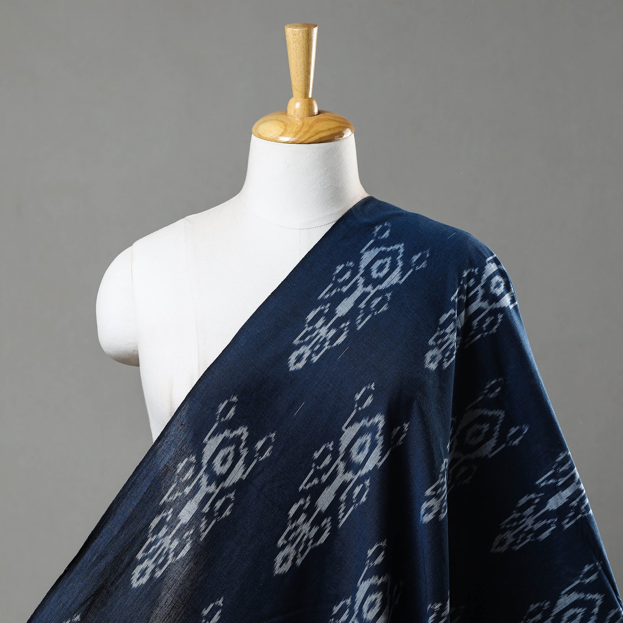 IKAT WEAVES BY EDEM CHANDANA Blue - Central Asian Pochampally Ikat Cotton Fabric 18