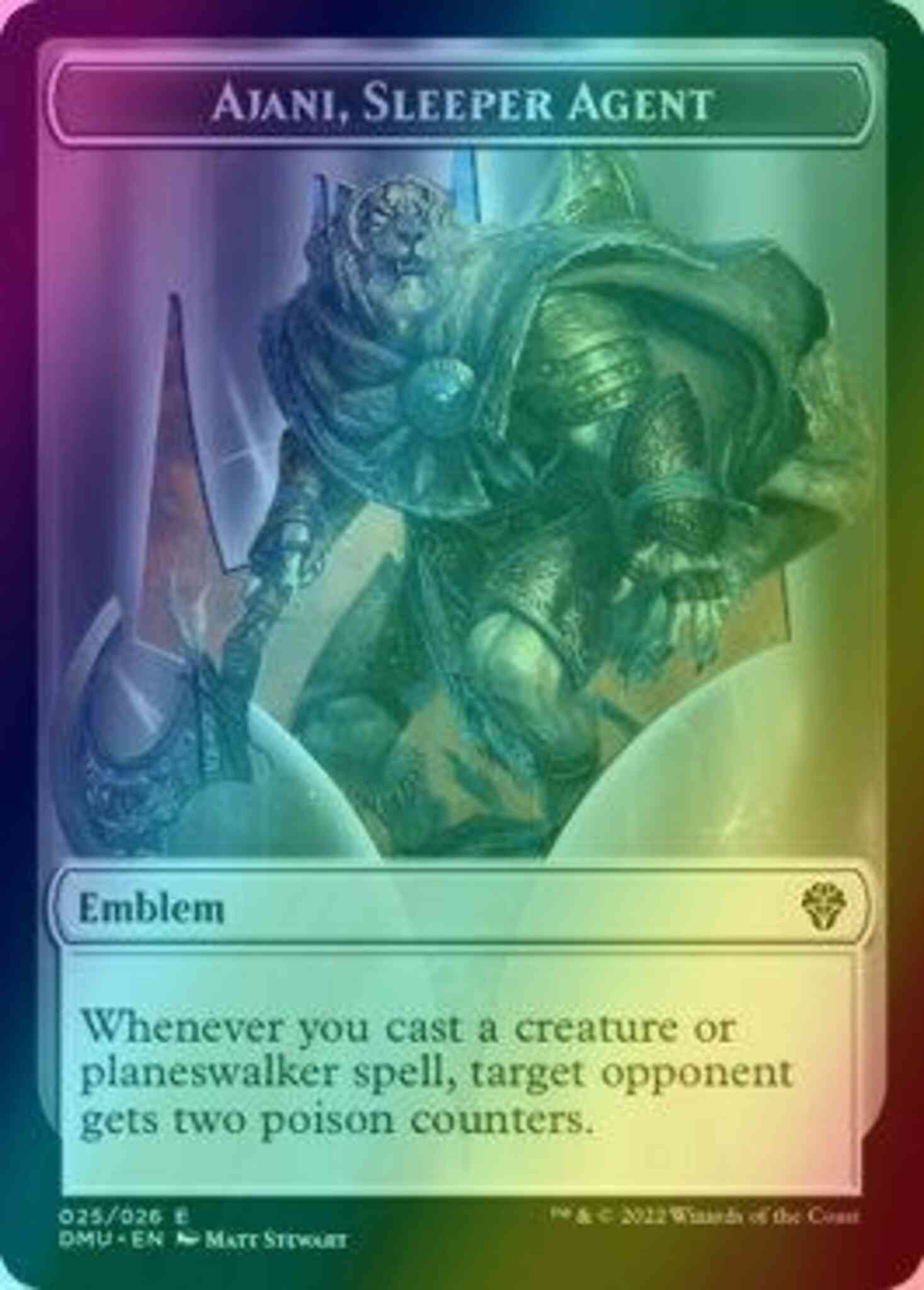 Ajani sleeper agent – Magic Ajani, Sleeper Agent Emblem (25) // Soldier Token (04) [DMU/DMU Set Symbol] [Dominaria United: Tokens] [Foil]