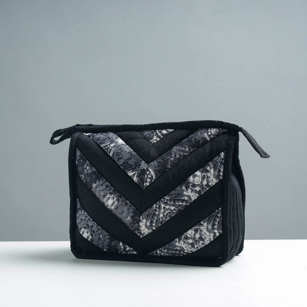 PURKAL STREE SHAKTI SAMITI Black - Patchwork Quilted Multipurpose Toiletry Bag