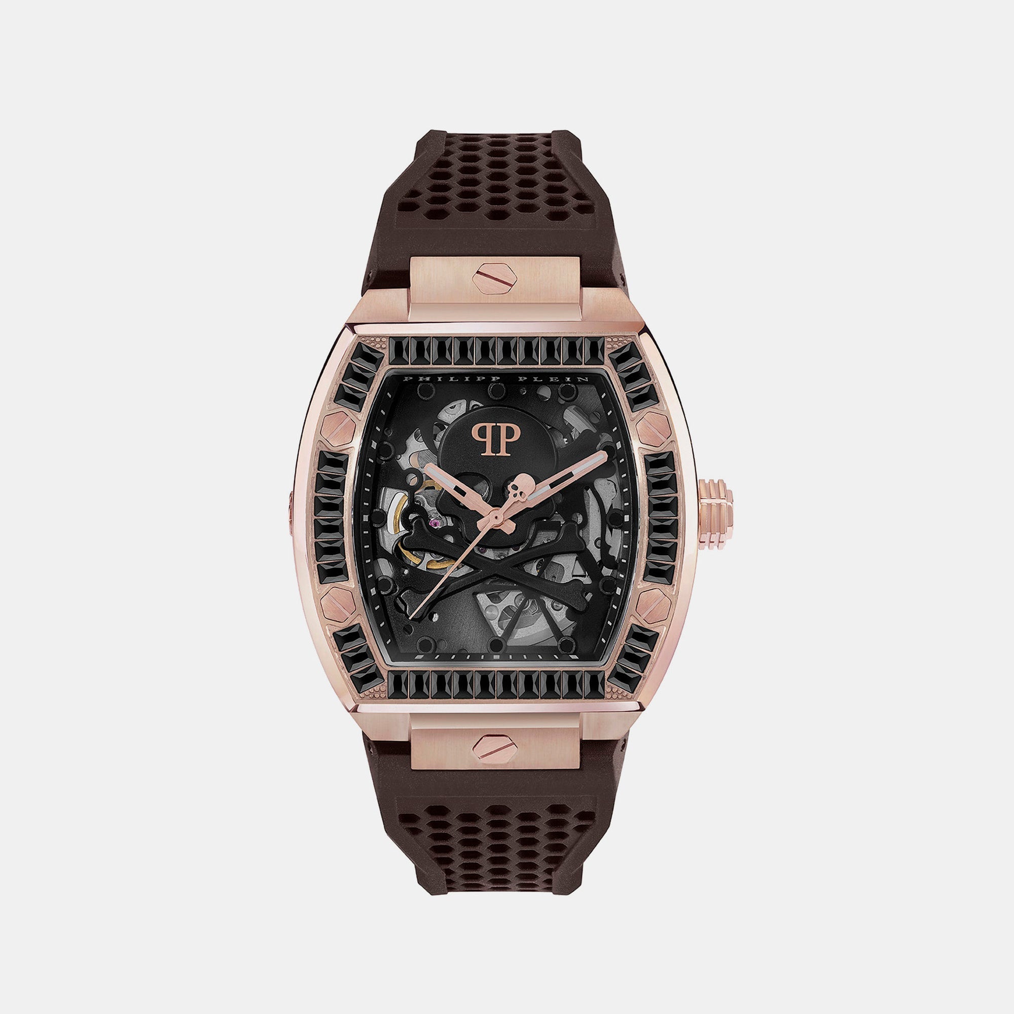 Philipp Plein $keleton Men Automatic Black Dial Analog Silicone Watch PWBAA1723