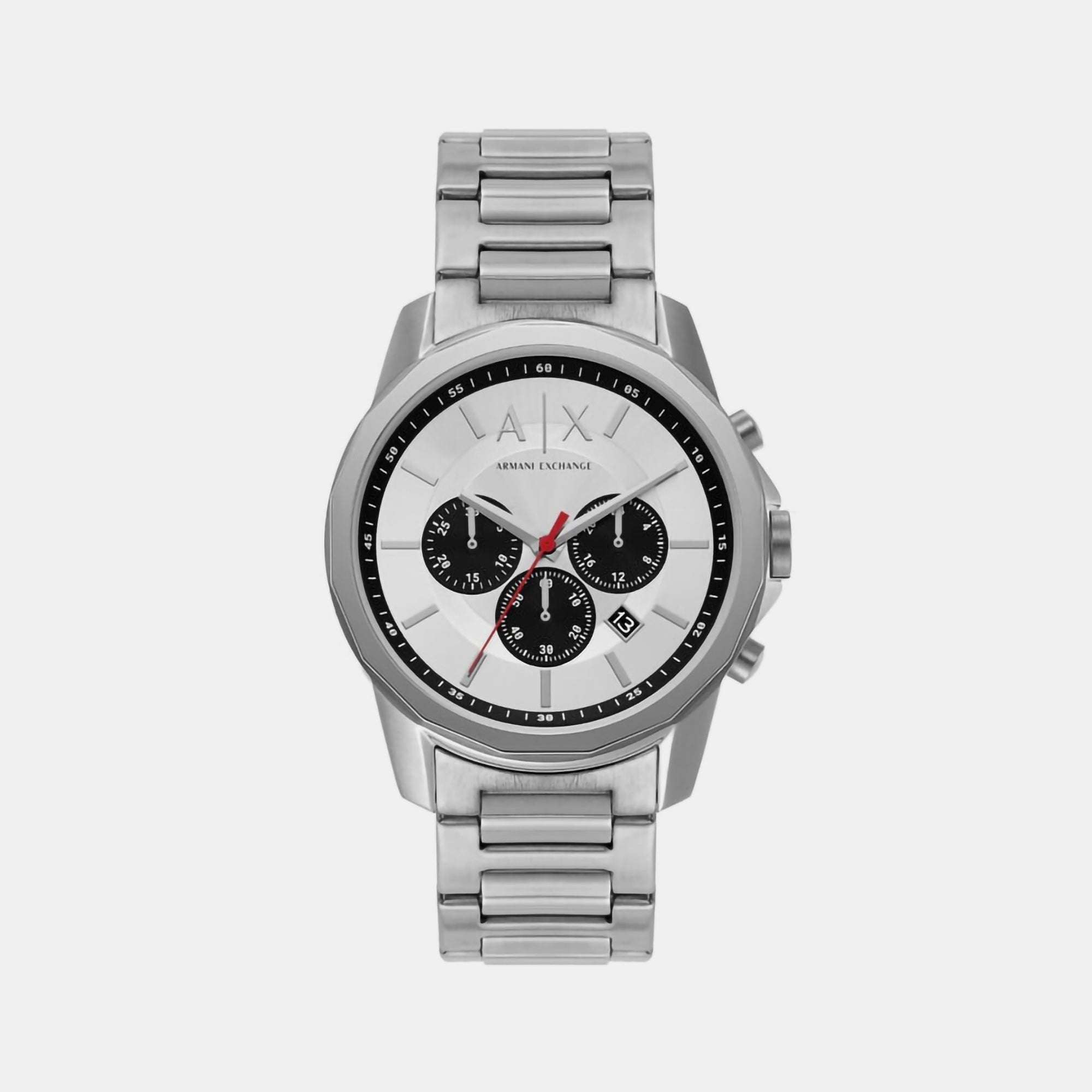 Armani Exchange Banks Men Quartz Silver Dial Chronograph Stainless Steel Watch AX1742