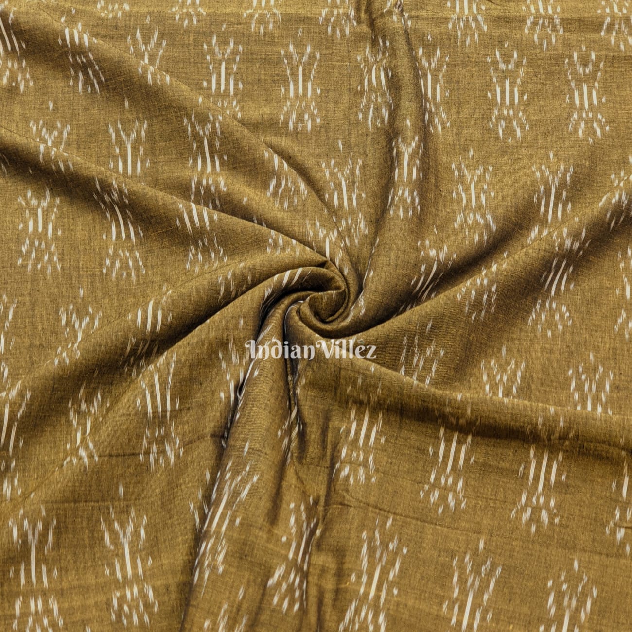 IndianVillèz Mehendi Green Pochampally Ikat Fabric