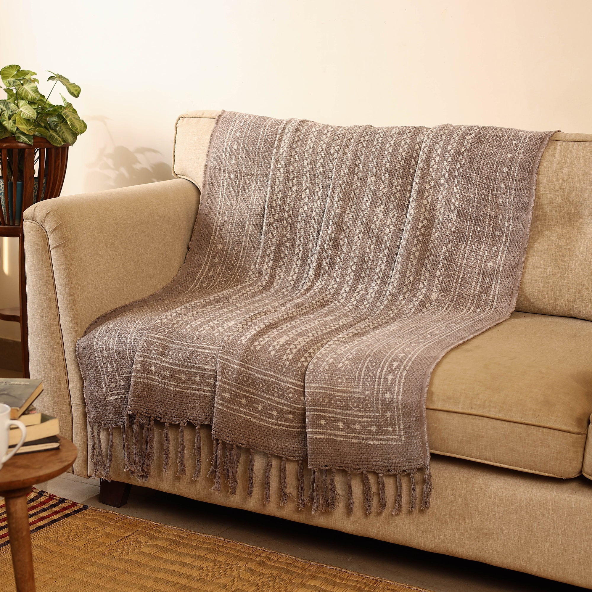 HAVELI CHRONICLES Brown - Jaipur Print Cotton Sofa Throw (88 x 60 in) 17