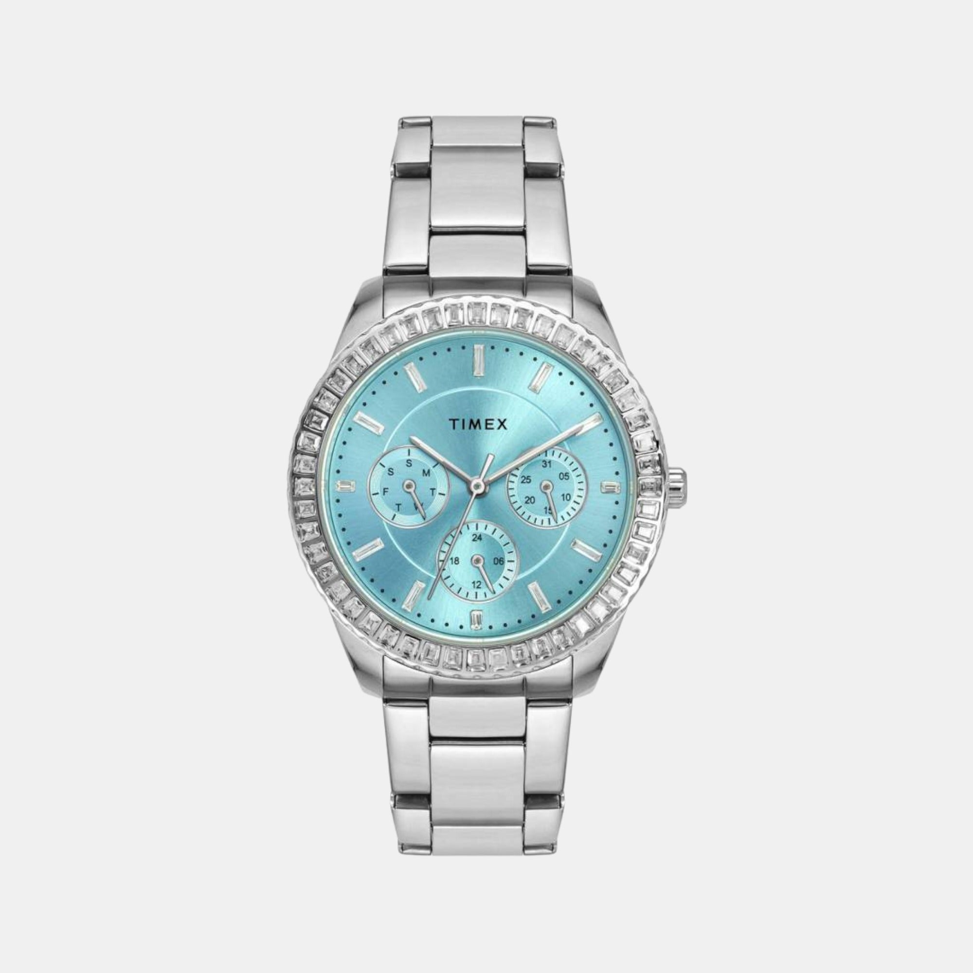Timex E Class Women Quartz Blue Dial Chronograph Stainless Steel Watch TWEL16800
