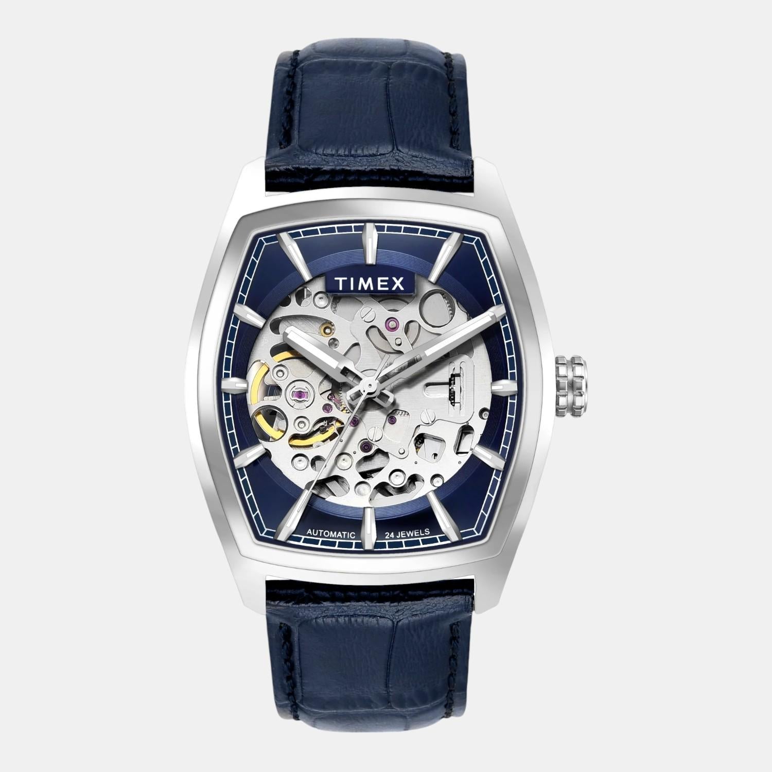 Timex Fashion Men Automatic Blue Dial Analog Leather Watch TWEG25900