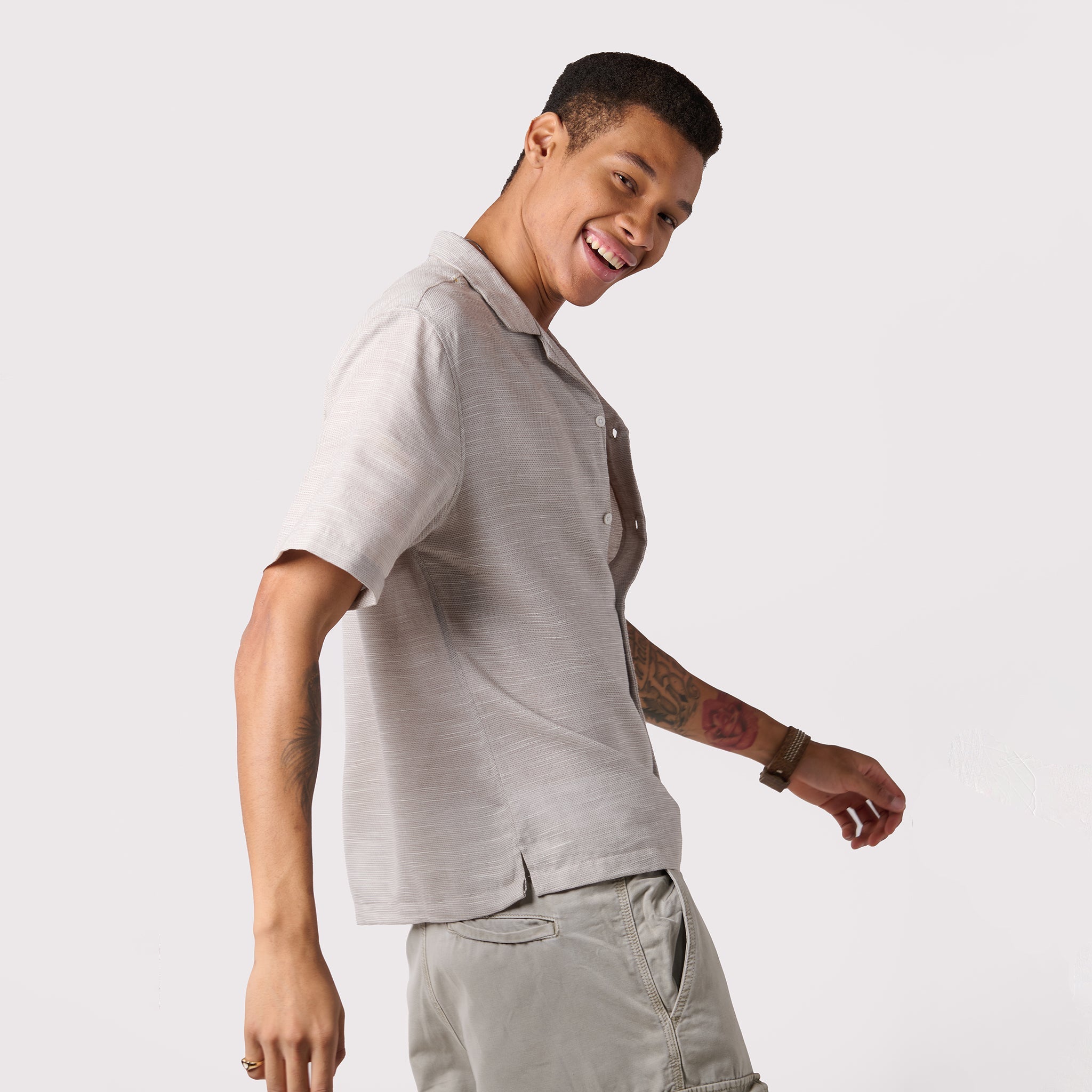 IZF Grey Textured Resort Shirt - view 5