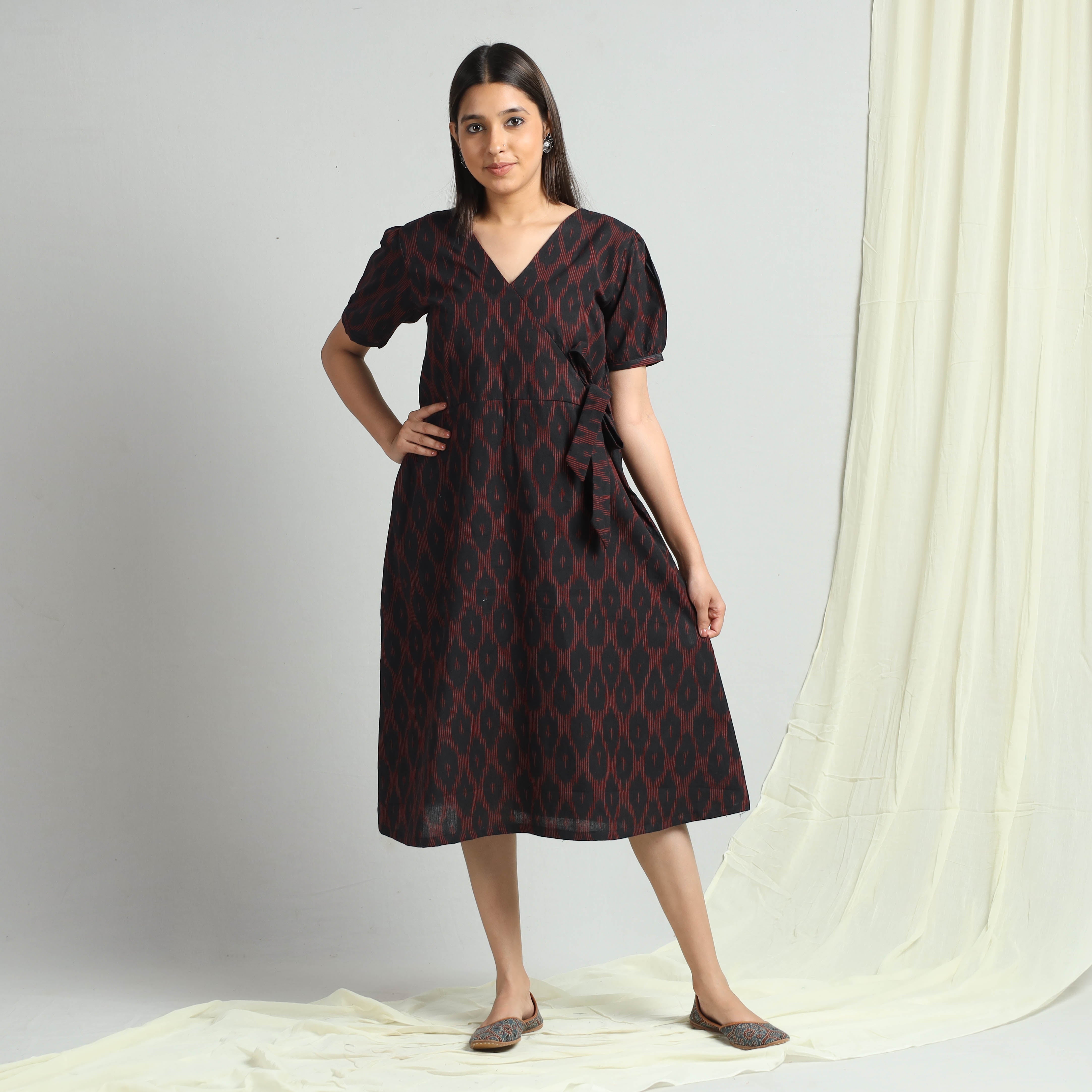 ITOKRI CASUALS Black - Pochampally Ikat Weave Cotton Dress