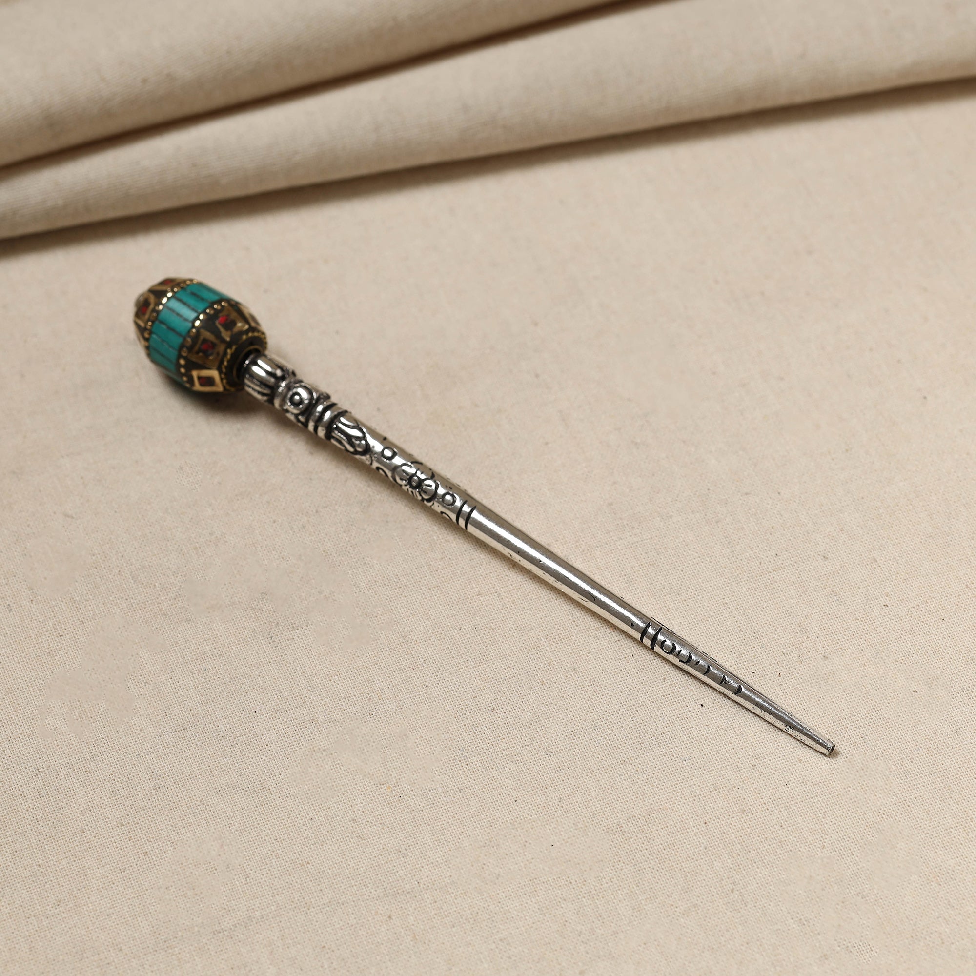 WHITE RIVER STORIES Antique Finish Oxidised German Silver Juda Stick