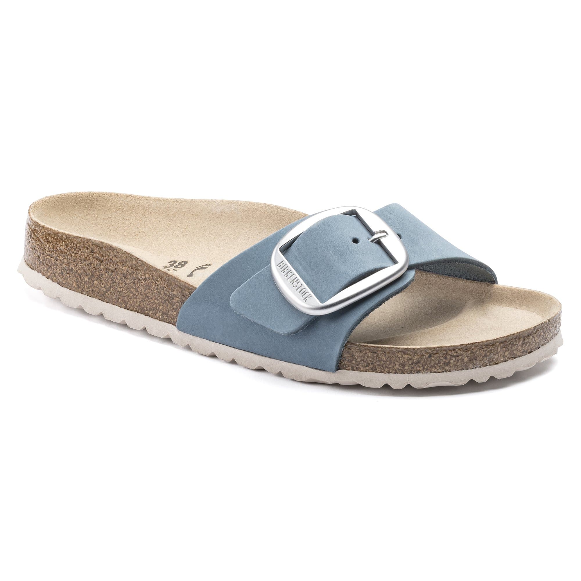 Birkenstock Madrid Big Buckle Nubuck Leather – Blue Blue/Dove - view 6