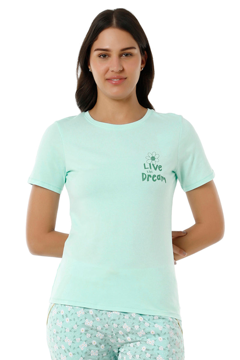 Amante Scoop Neck Sleep Tee - Blue Light