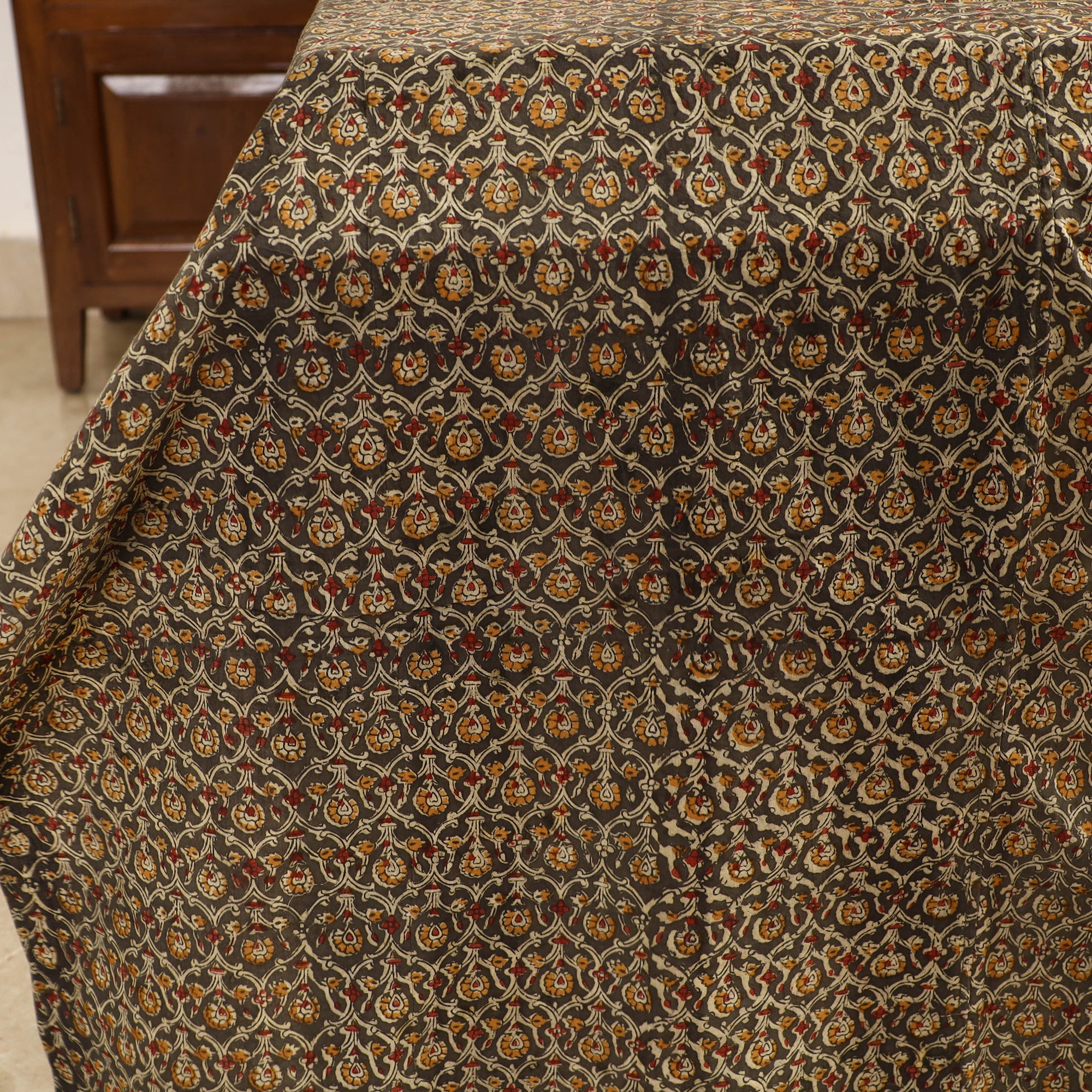 NOORI BAZAR Brown - Kalamkari Block Printed Patchwork Cotton Double Bed Cover With Pillow Covers (108 x 90 in) - view 2