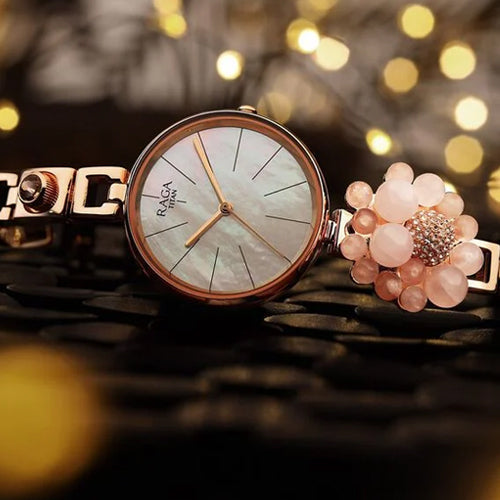 Titan Raga Delight Mother Of Pearl Dial Analog Metal Strap Watch for Women 30mm 95201WM01 - view 5