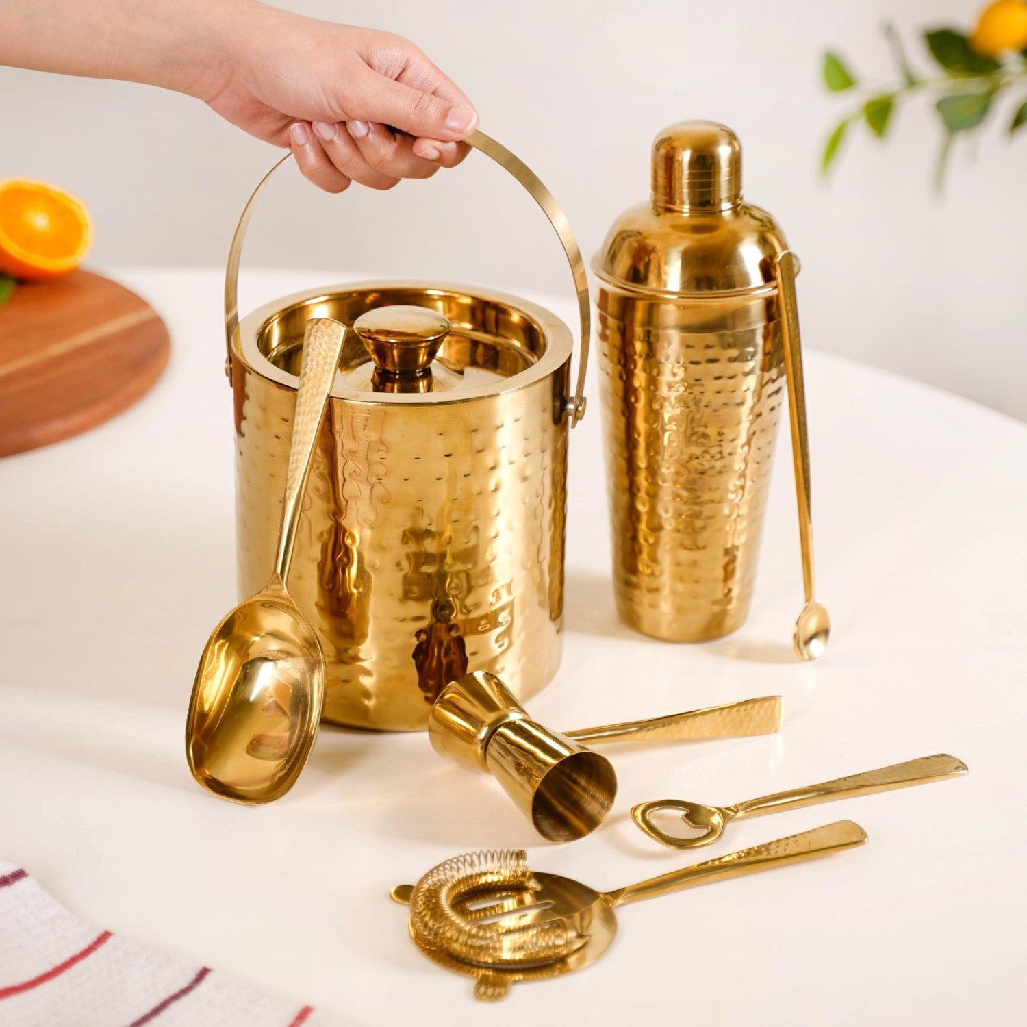 Nestasia Gold Hammered Texture Bar Tool Set Of 7 - view 4