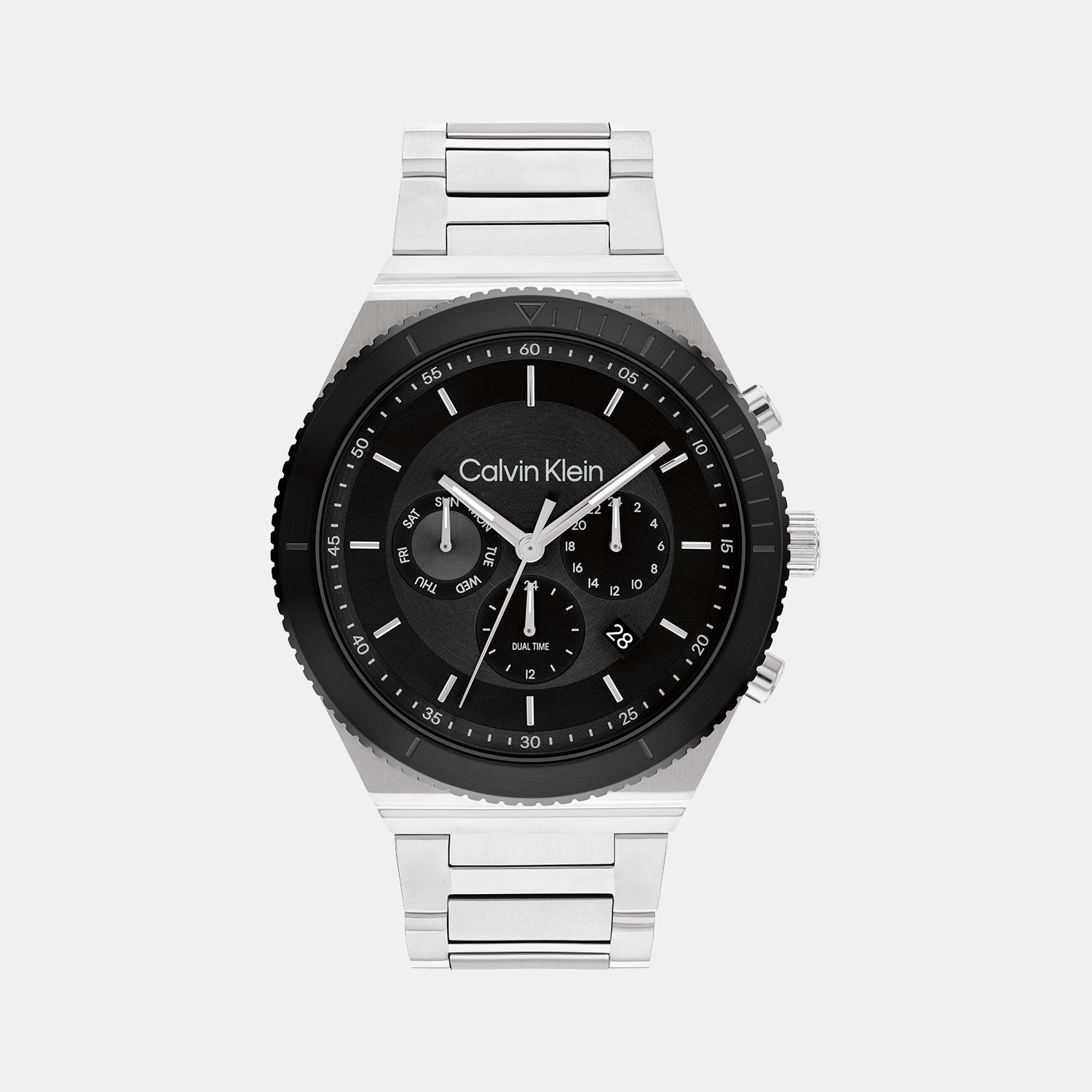 Calvin Klein Ck Fearless Men Quartz Black Dial Chronograph Stainless Steel Watch 25200301