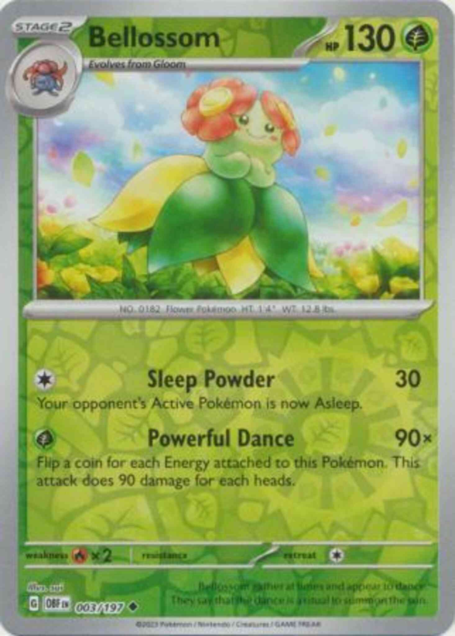 Uncommon sv03-003 reverse – Pokémon Bellossom - 003/197 - Uncommon [sv03-003] [Reverse Holo]