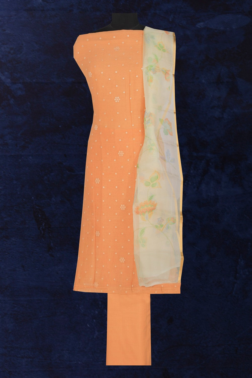 Kalanjali Cotton Silk Unstitched Suit With Dupatta (3 Pcs Set)