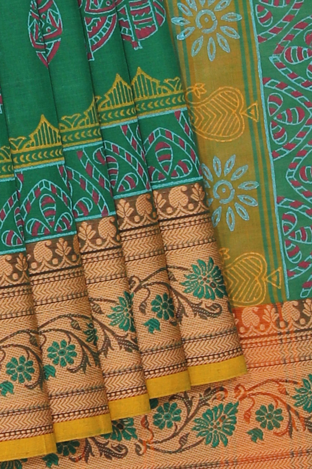 Kalanjali Ethnics Hand block printed cotton saree