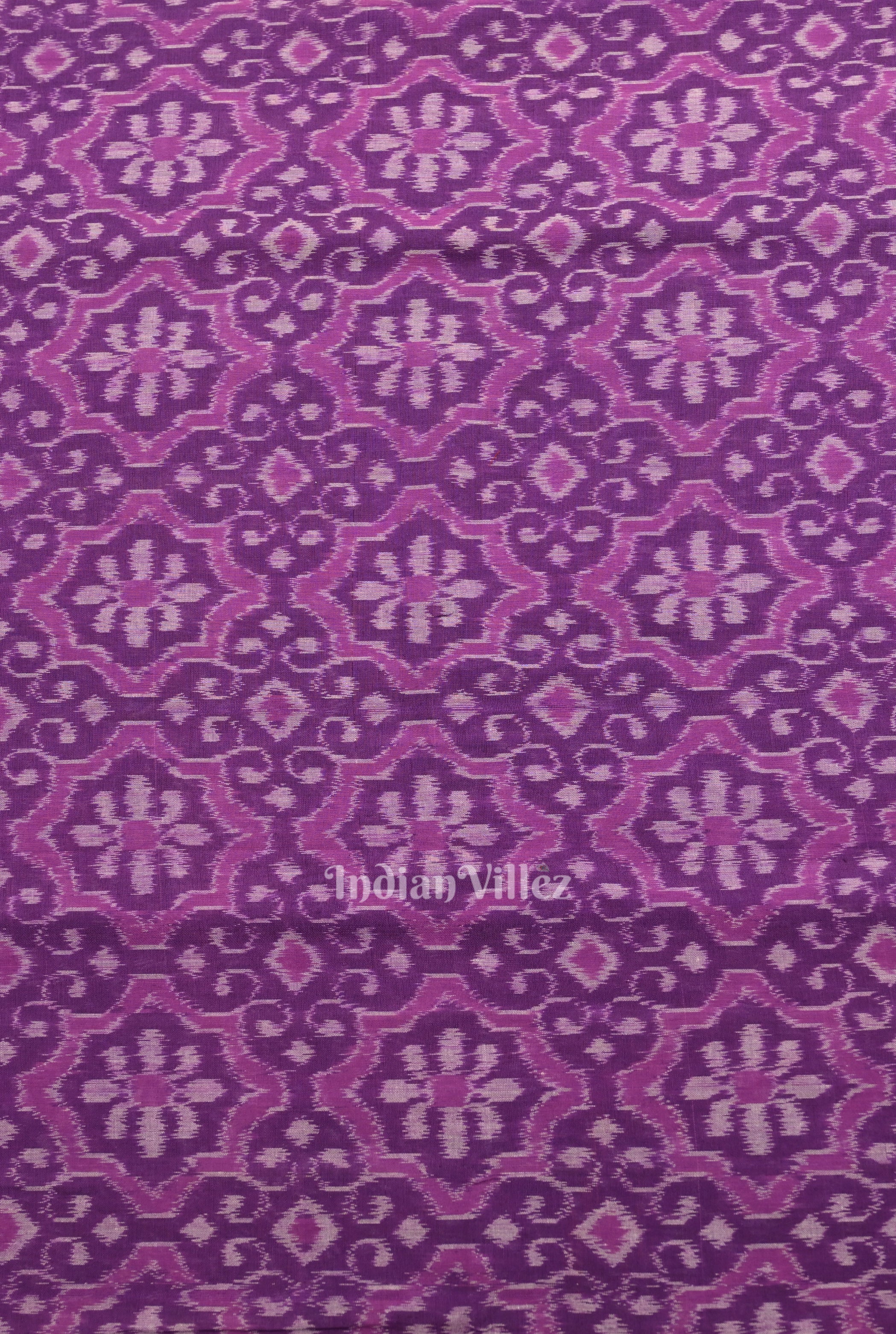 IndianVillèz Violet Floral Motif Sambalpuri Ikat Cotton Fabric - view 3