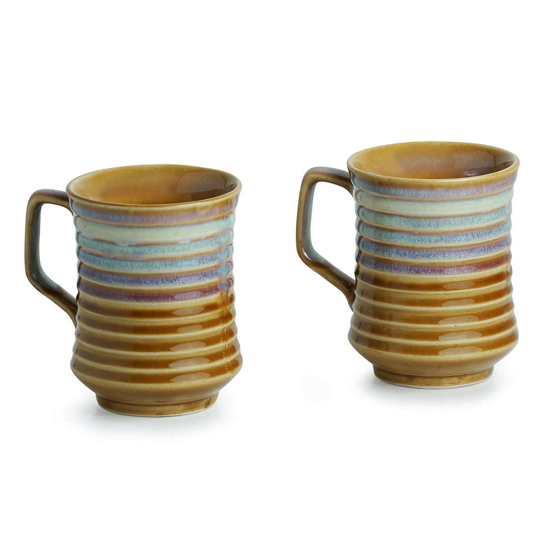 EXCLUSIVELANE 'Rings in the sky' Tea-Coffee & Milk Mugs Dual-Glazed Studio Pottery In Ceramic (Set Of 2) - view 2