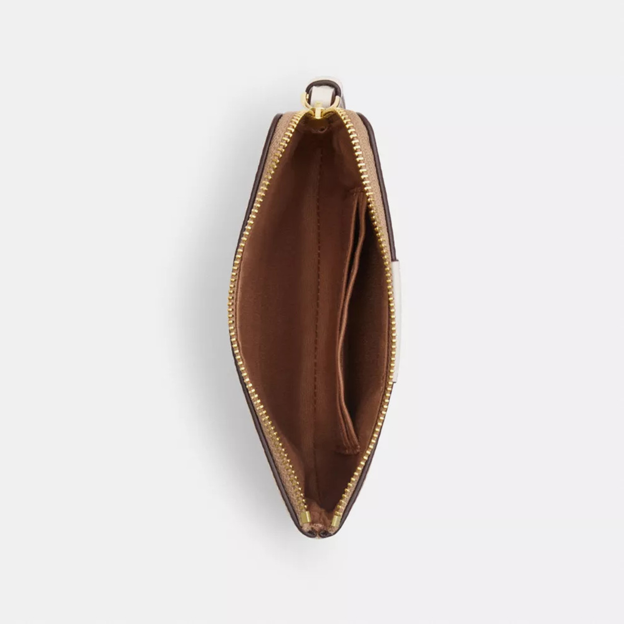 Coach Corner Zip Wristlet In Signature Canvas With Stripe Tan/Brown - view 2