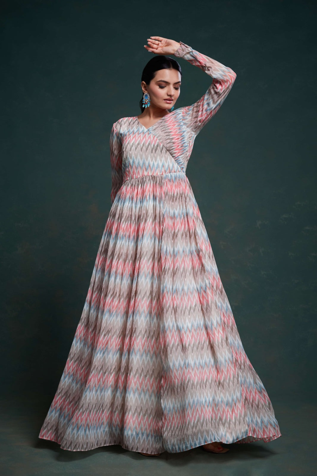 ClothsVilla Vibrant Multi-Colored Georgette Dress with Elegant Prints