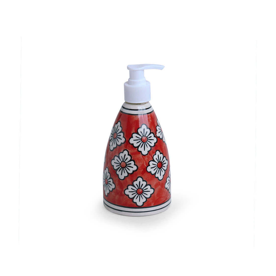 EXCLUSIVELANE 'Crimson Lily' Handpainted Bathroom Accessory Set In Ceramic (Liquid Soap Dispenser, Toothbrush Holder) - view 3