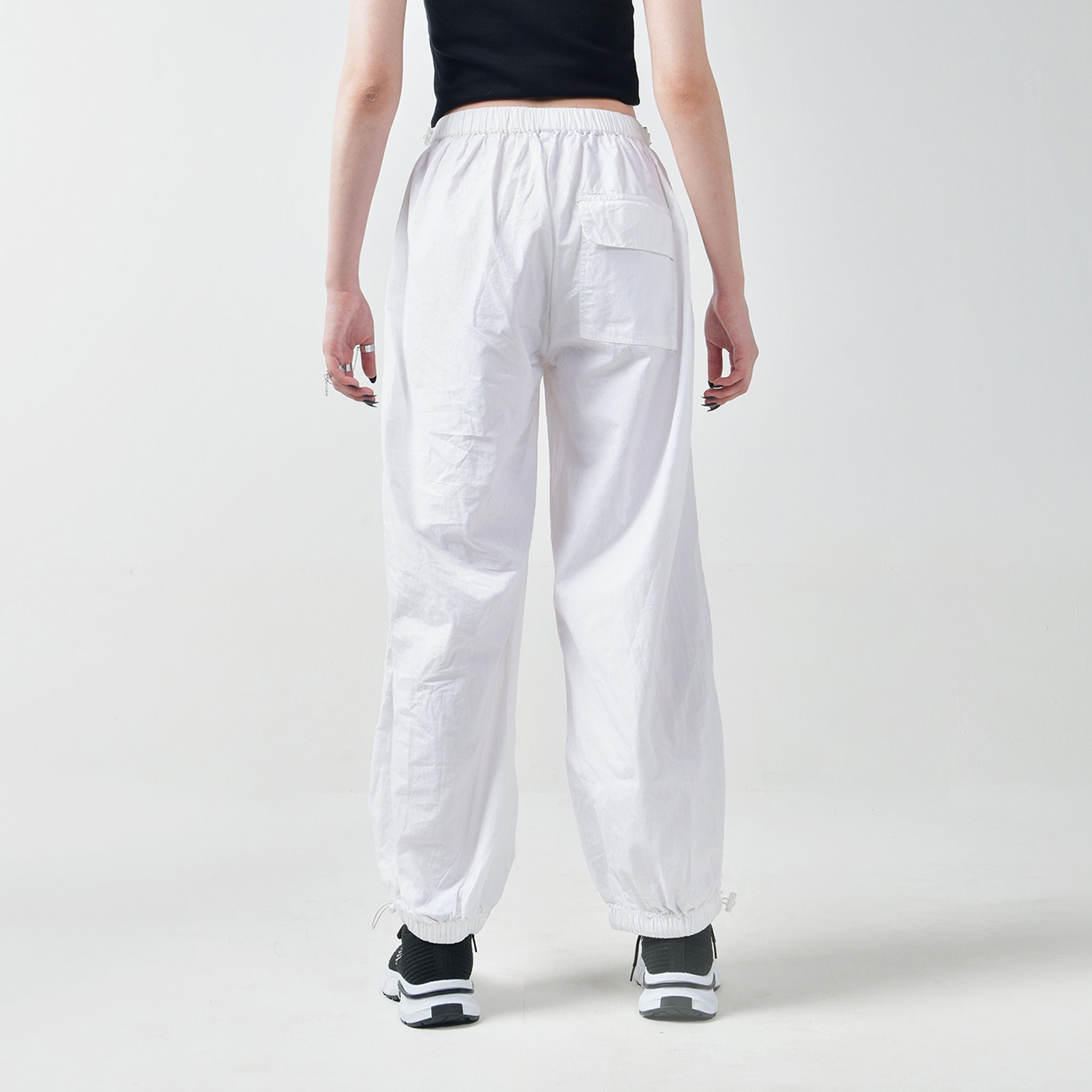 I Z F Black Tube Top & White Parachute Pants - view 4