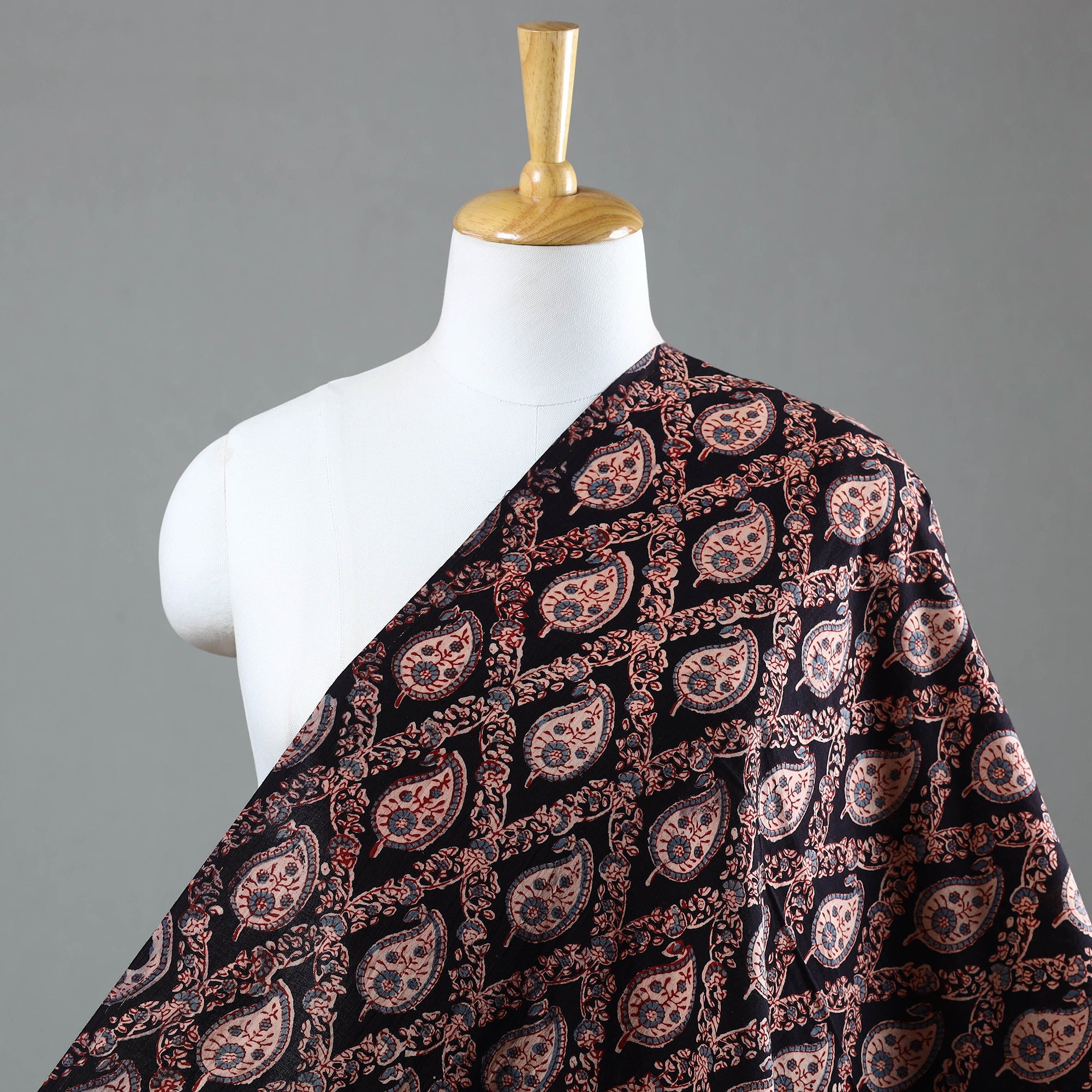 AJRAKH BY JABBAR KHATRI Black - Natural Dyed Cotton Ajrakh Print Fabric 42