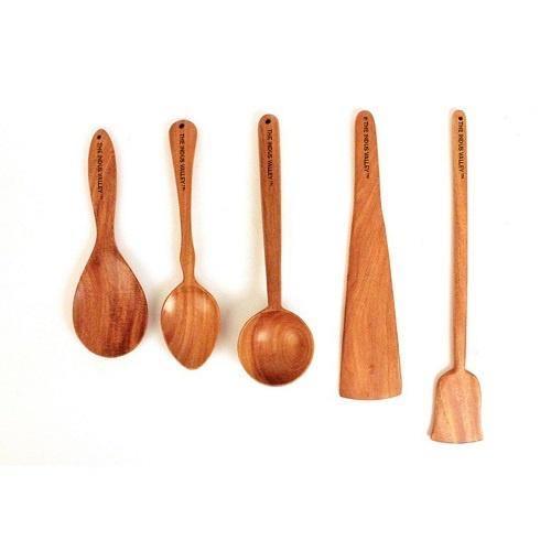 The Indus Valley 100% Natural Neem Wood Cooking & Serving Spoons/Spatula/Ladles, Set of 5, Toxin-free, Anti-microbial - view 2