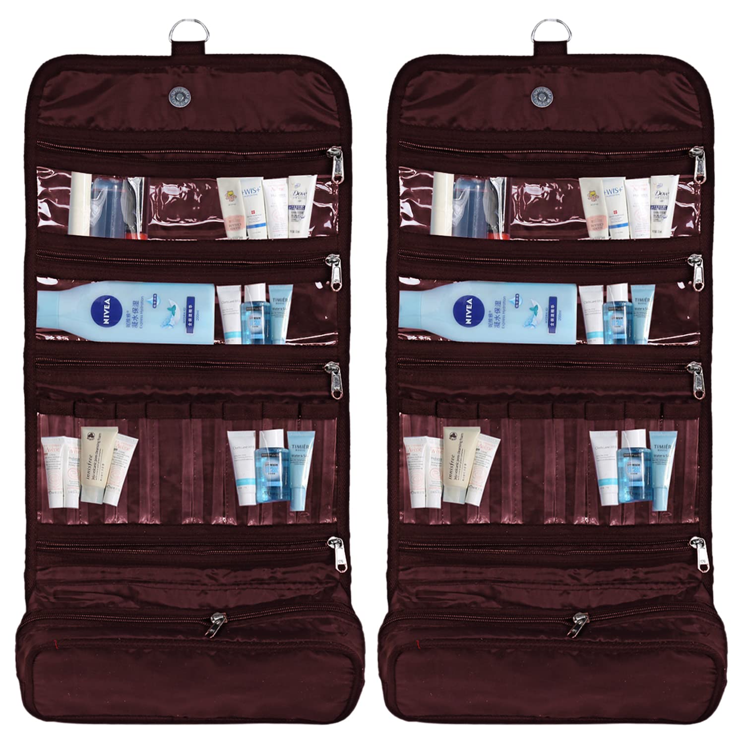 Travel organizer storage – Kuber Industries Multiuses Hanging Toiletry Organizer for Travel Organizer, Storage Accessories, Jewellery Pack of 2 (Maroon)