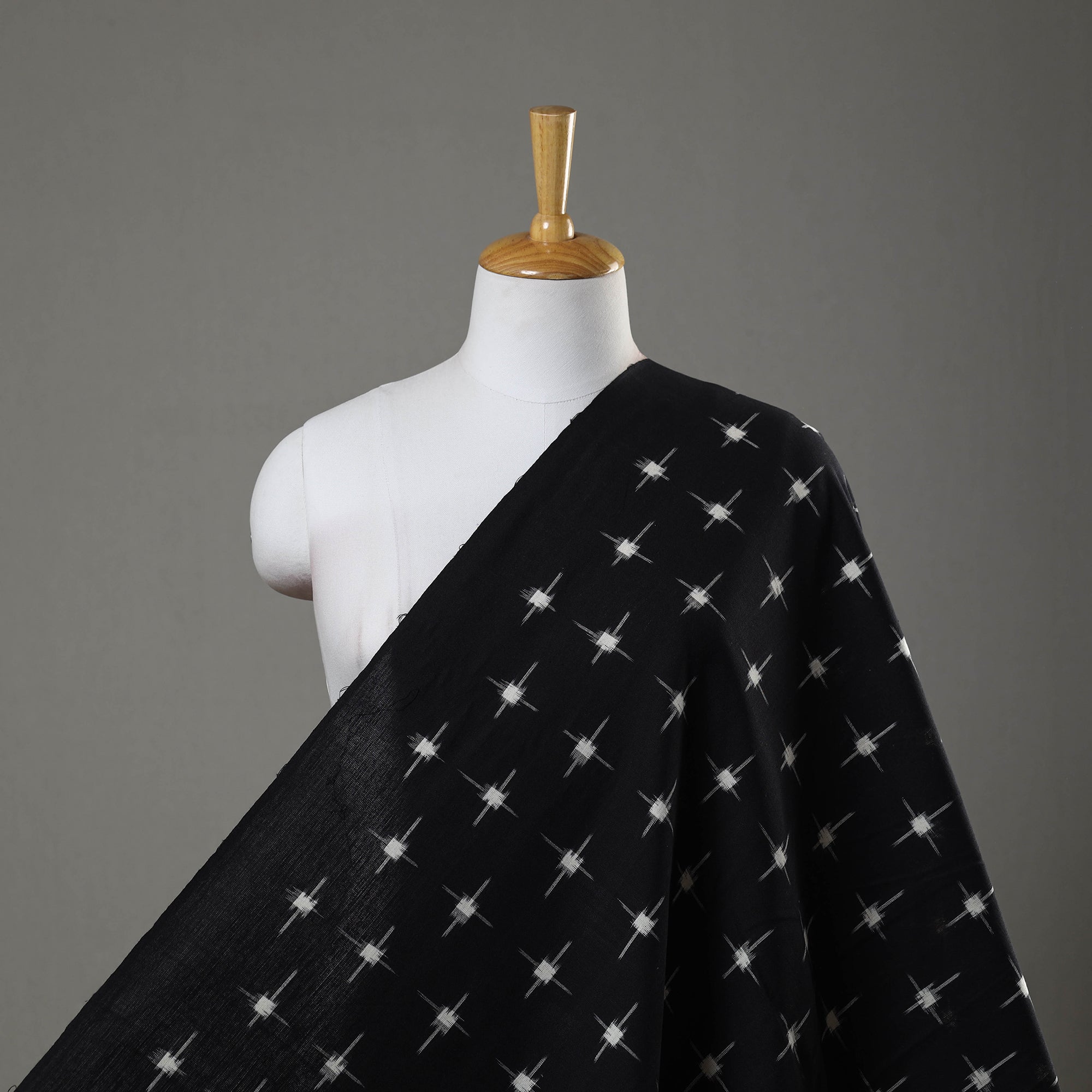 SOUTH KARGHA Black - Handloom Cotton Pochampally Double Ikat Fabric 13