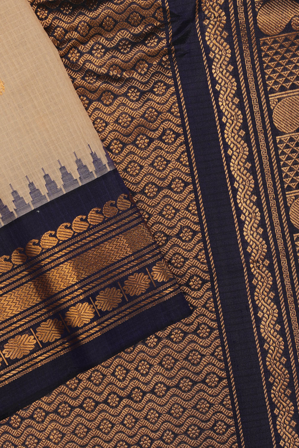 Kalanjali Gadwal Beige Saree – Women's - view 2