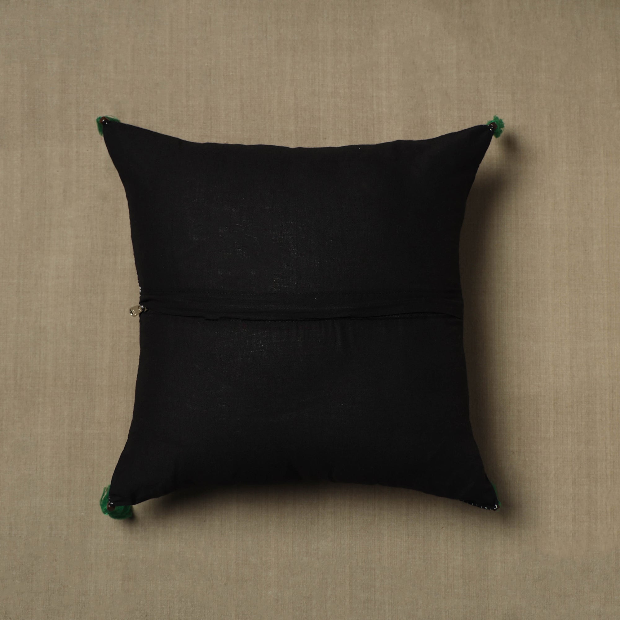 NOORI BAZAR Black - Kantha Stitch Ikat Cotton Cushion Cover (16 x 16 in) 07 - view 3