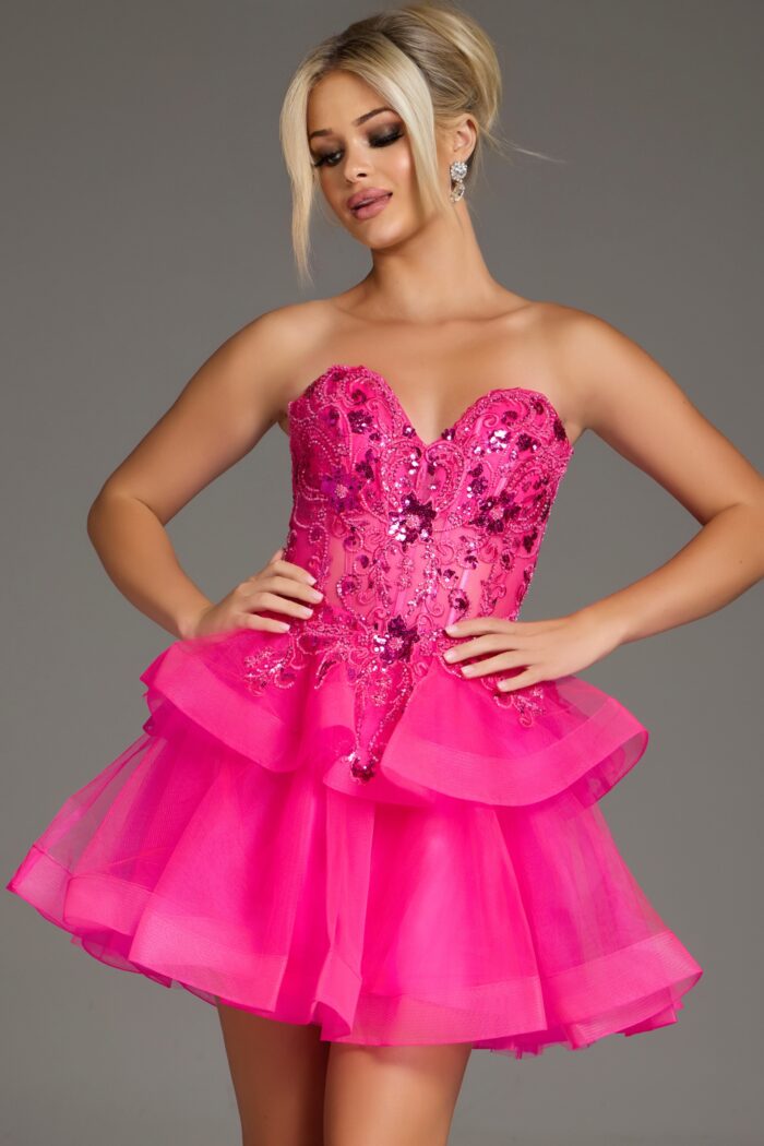 Jovani 40503 Homecoming Tiered Mini Short Cocktail Dress - view 4