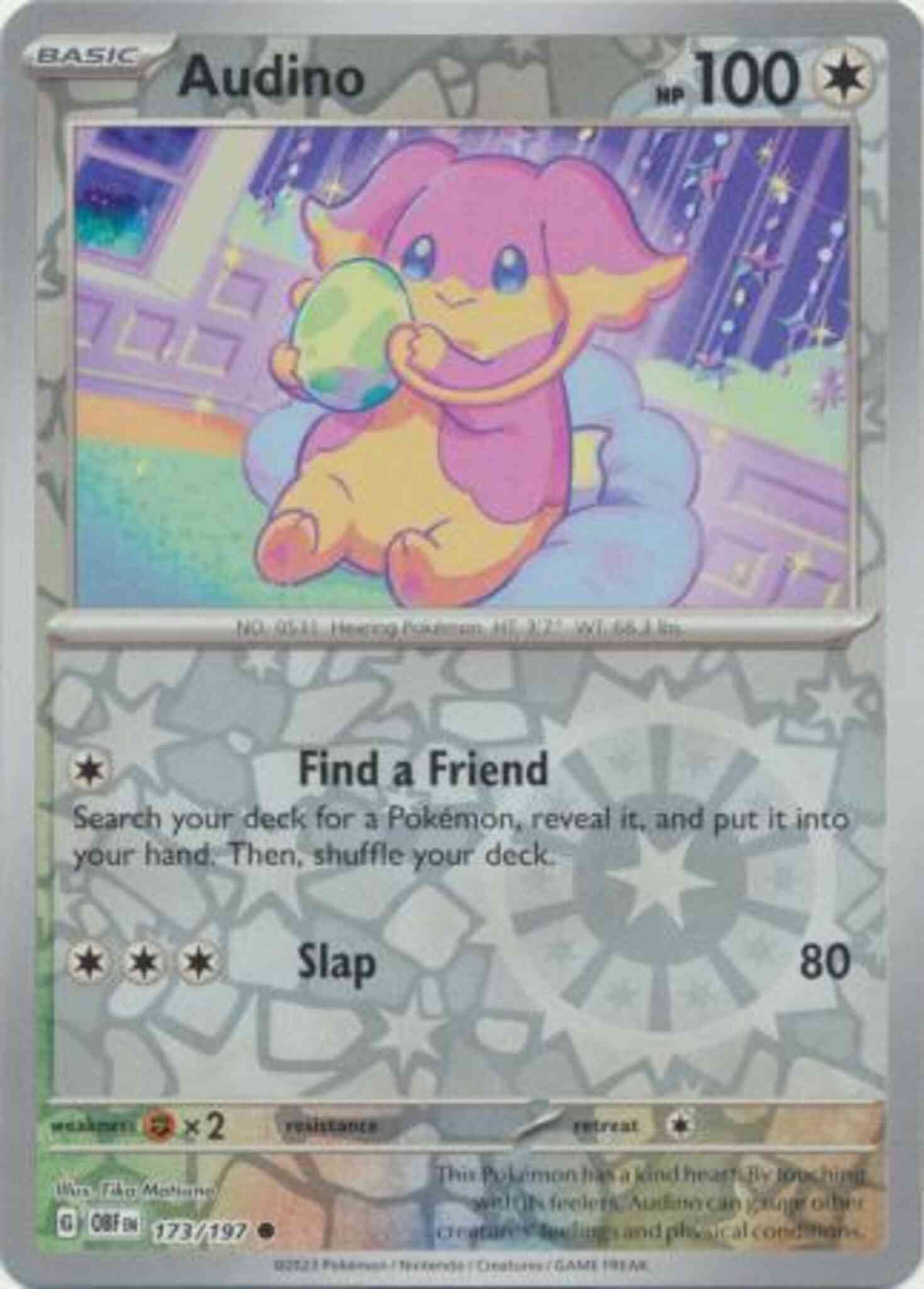 Common sv03-173 reverse – Pokémon Audino - 173/197 - Common [sv03-173] [Reverse Holo]
