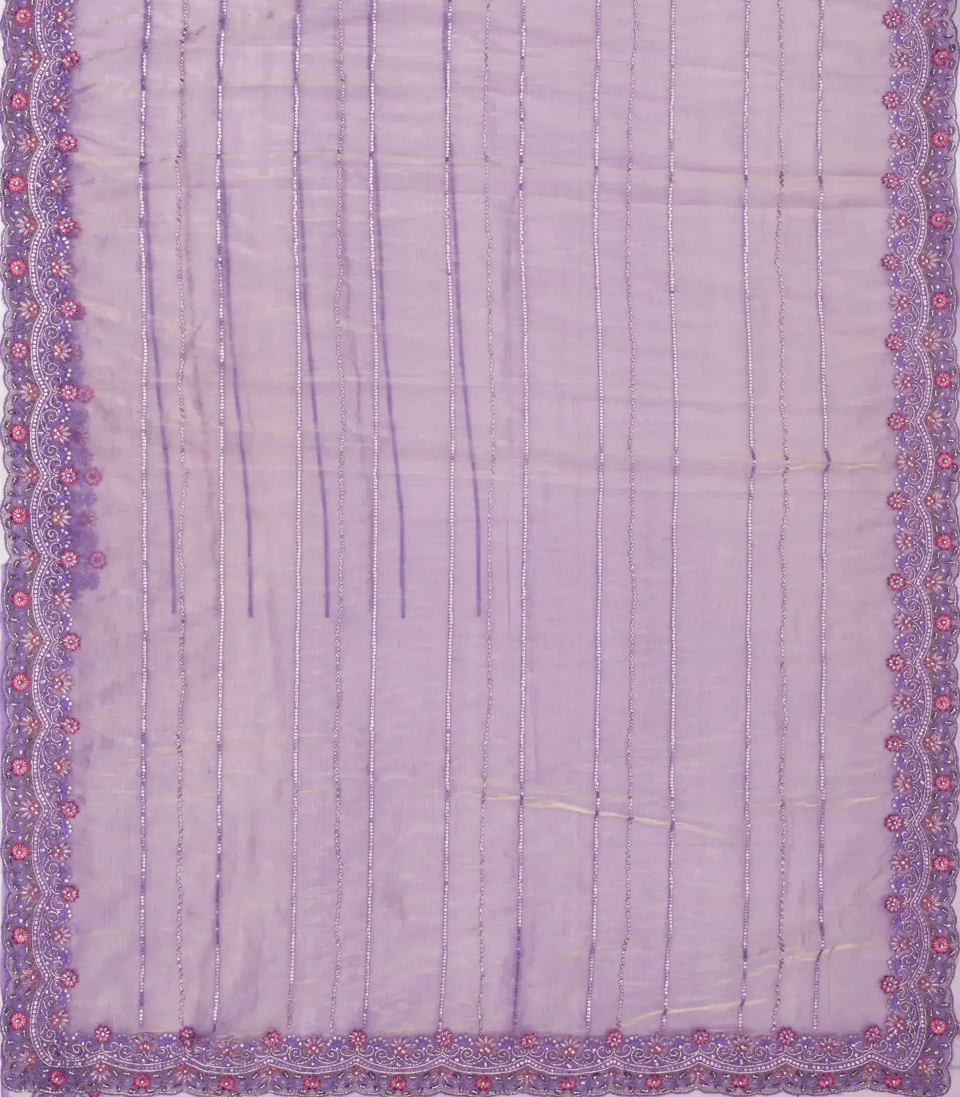 RmKV Lavender Woven Blended Viscose Saree With Embroidered Sequin Motifs - view 2