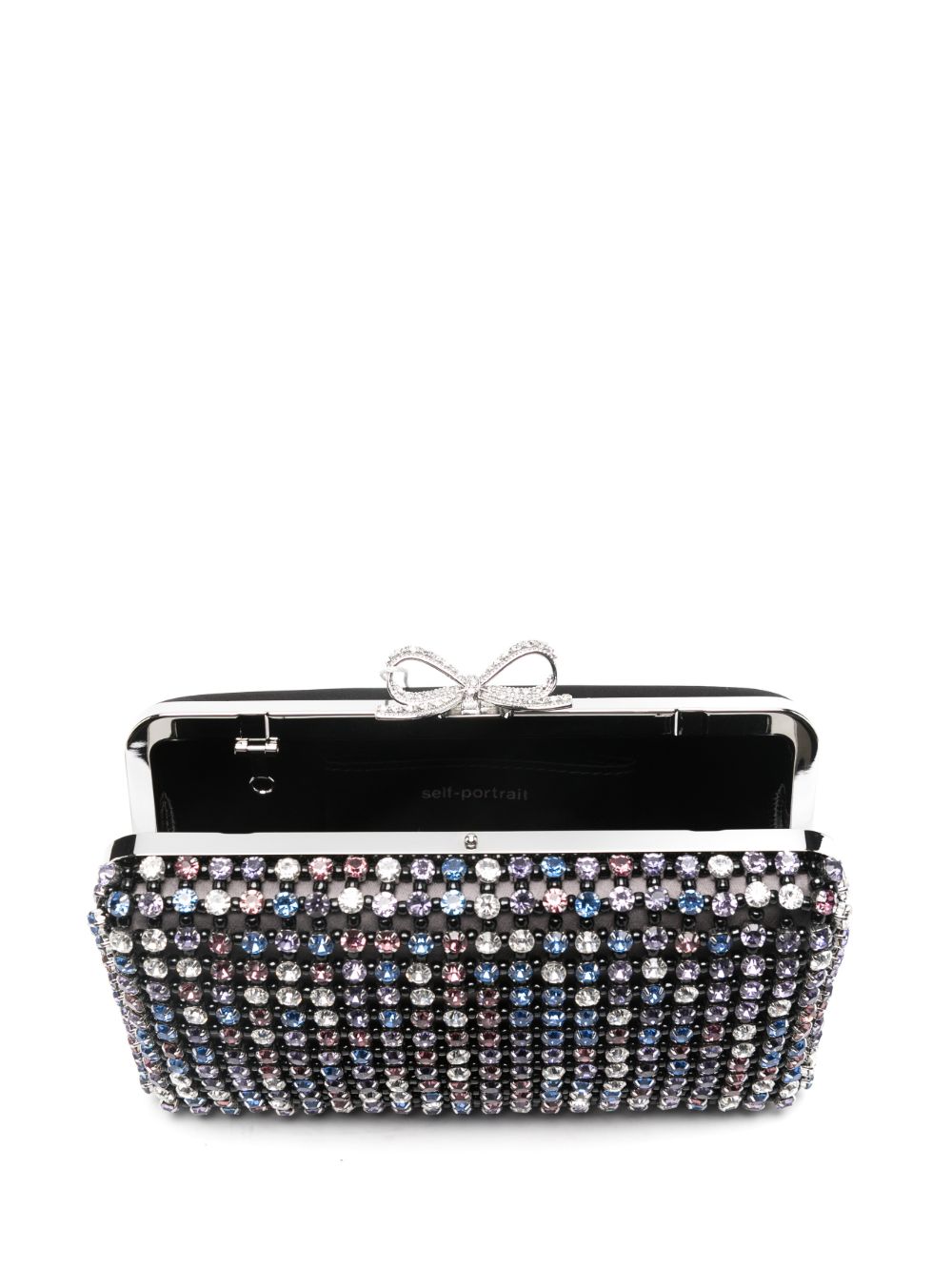 Self-Portrait Multi Crystal Chainmail Clutch - view 4